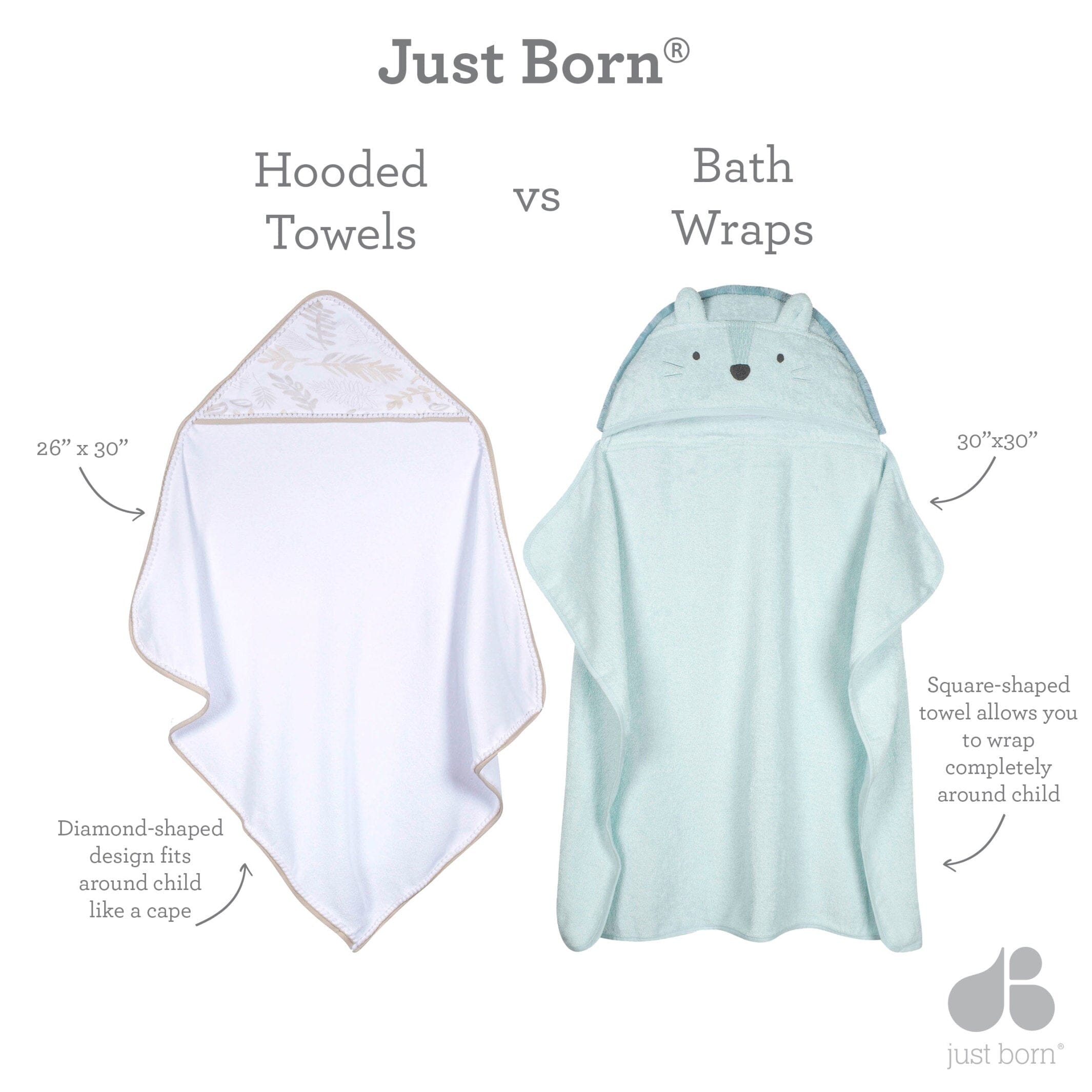 3-Pack Baby Neutral Natural Foliage Hooded Towels - Image 10