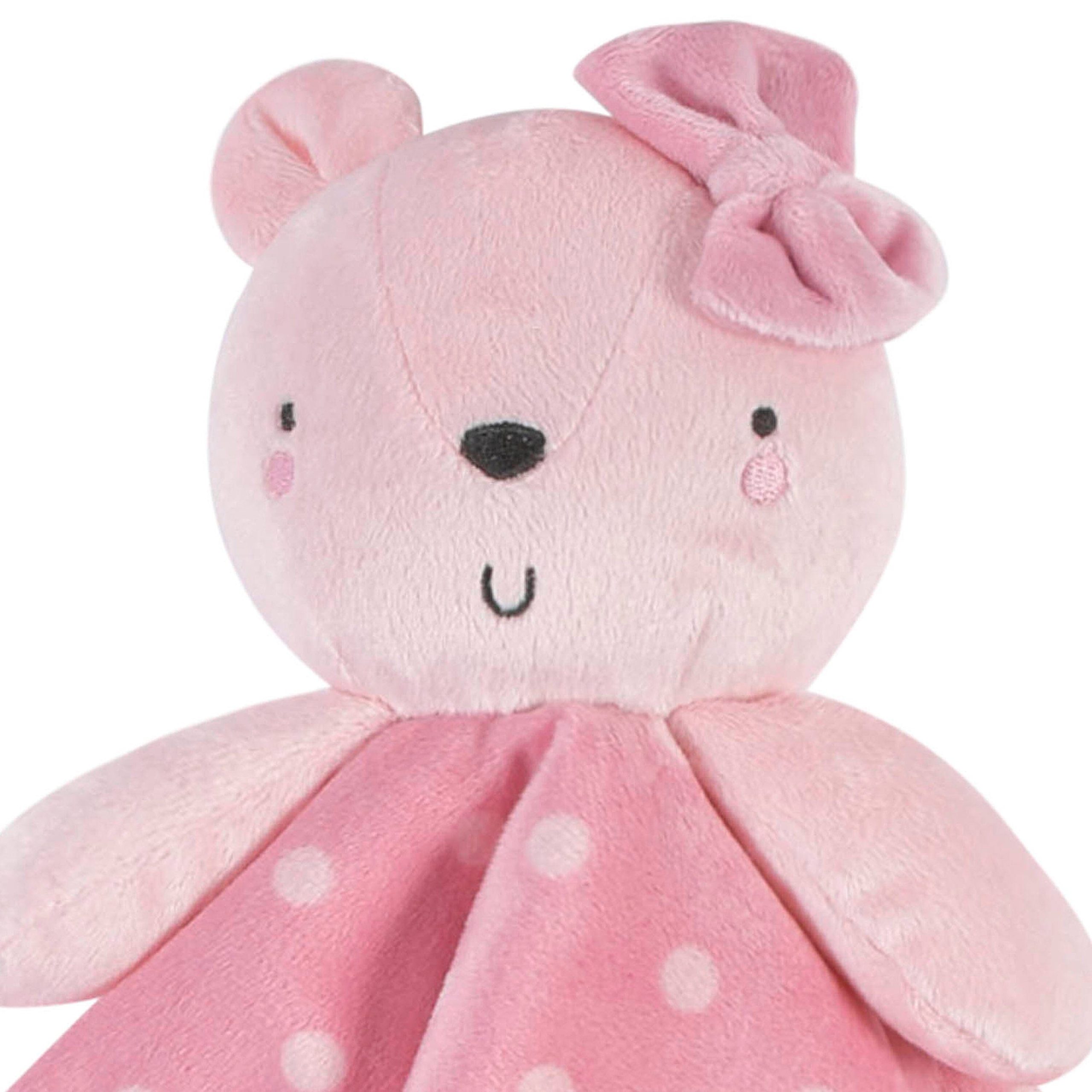 Embroidered Baby Girls Bear & Dots Oversized Security Blanket - Image 4