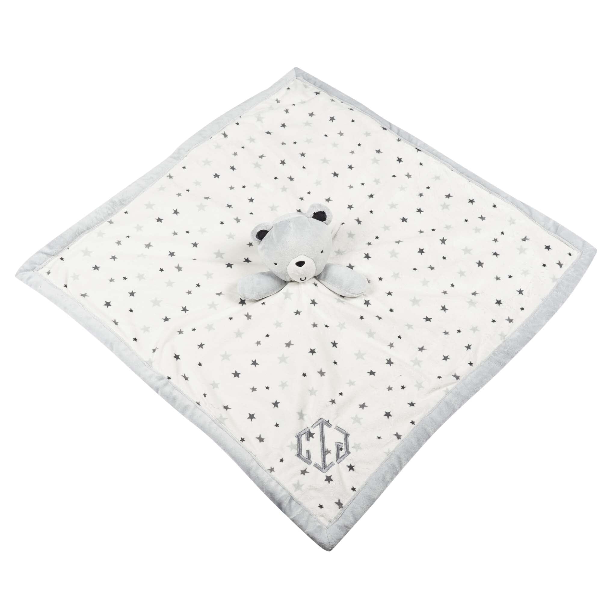 Embroidered Baby Neutral Bear & Stars Oversized Security Blanket - Image 3