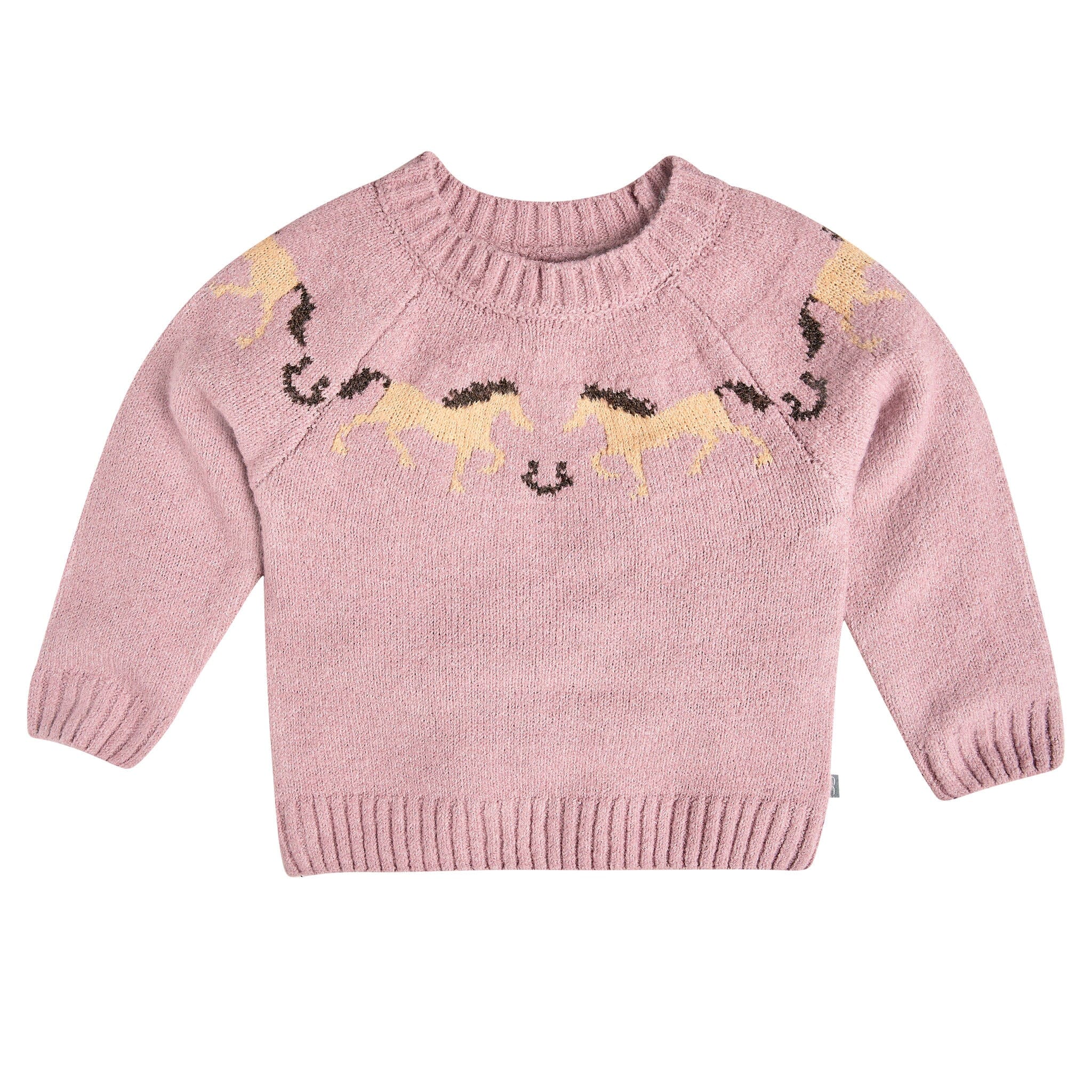 Toddler & Kid Girls Mauve Horses Jacquard Knit Sweater