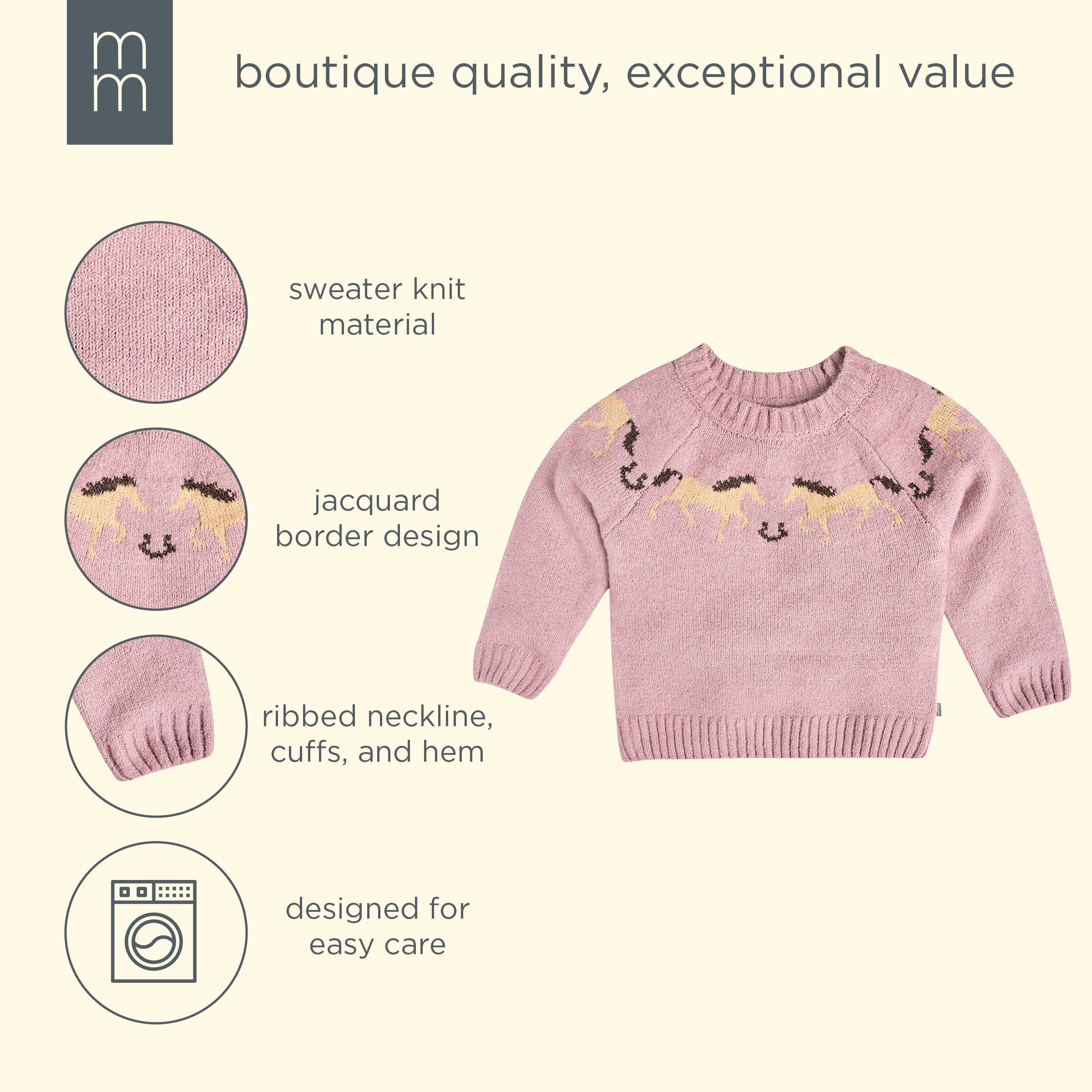Toddler & Kid Girls Mauve Horses Jacquard Knit Sweater - Image 6