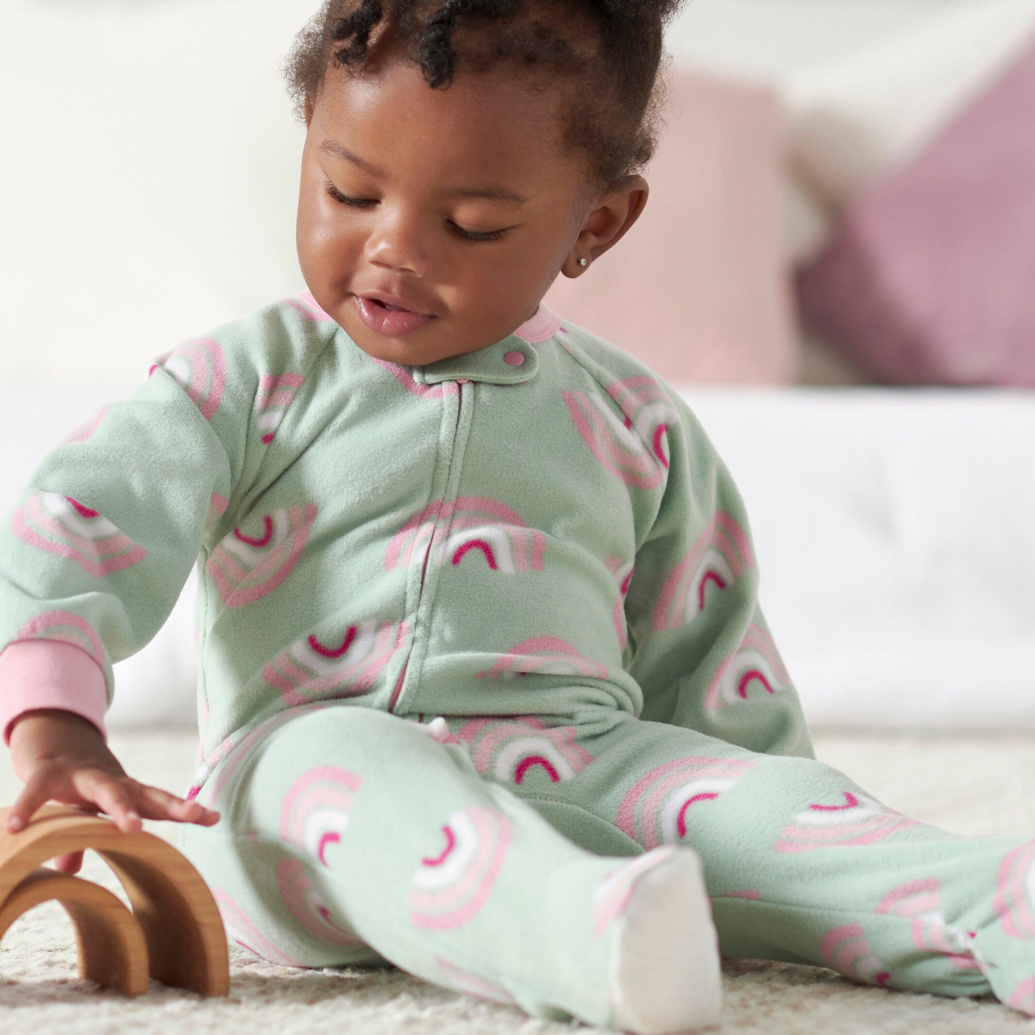 Baby Girls Rainbow Fleece Pajamas - Image 3