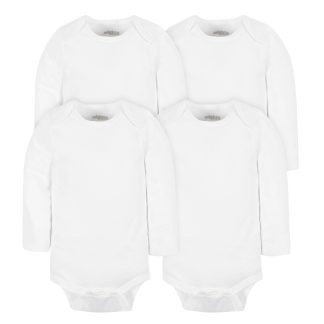 4-Pack Baby Neutral White Long Sleeve Bodysuits