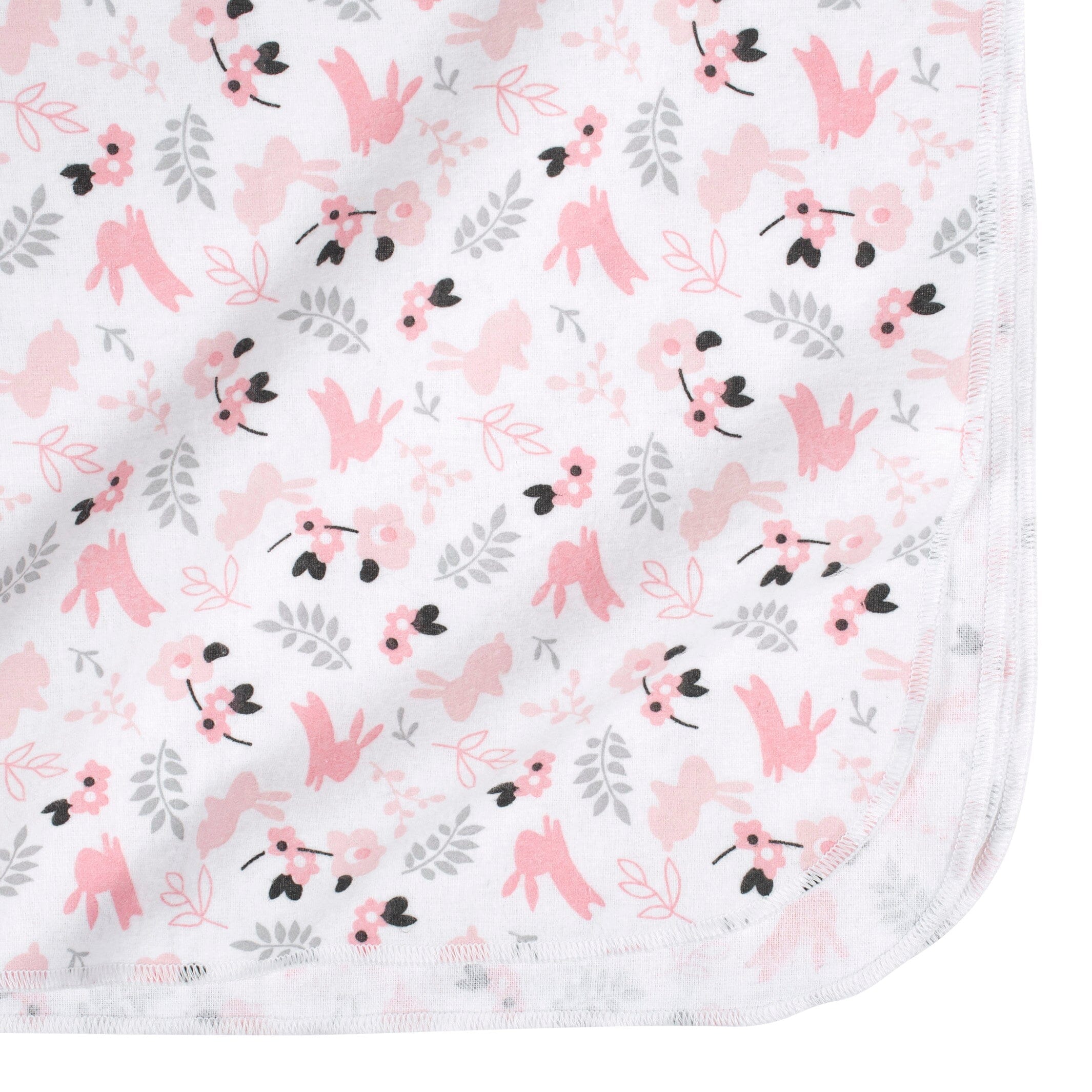 4-Pack Baby Girls Bunnies Flannel Blankets - Image 3