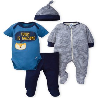 4-Piece Baby Boys Fox Sleep 'N Play, Onesie®, Pant, Cap Set
