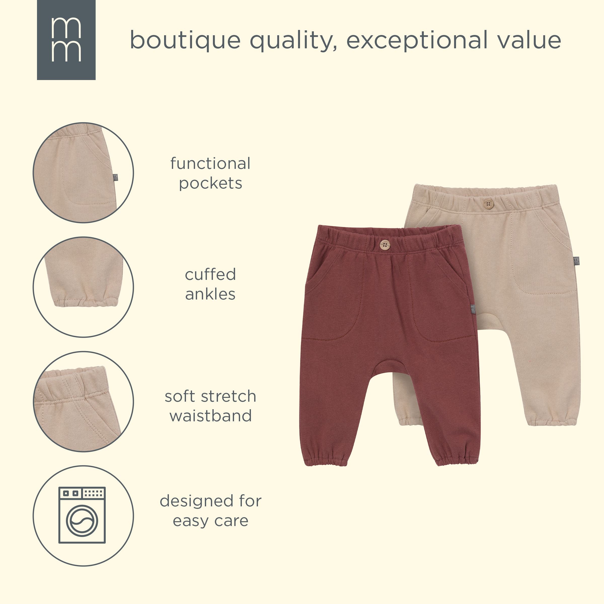 2-Pack Baby Boys Maroon/Stone Harem Pants - Image 7