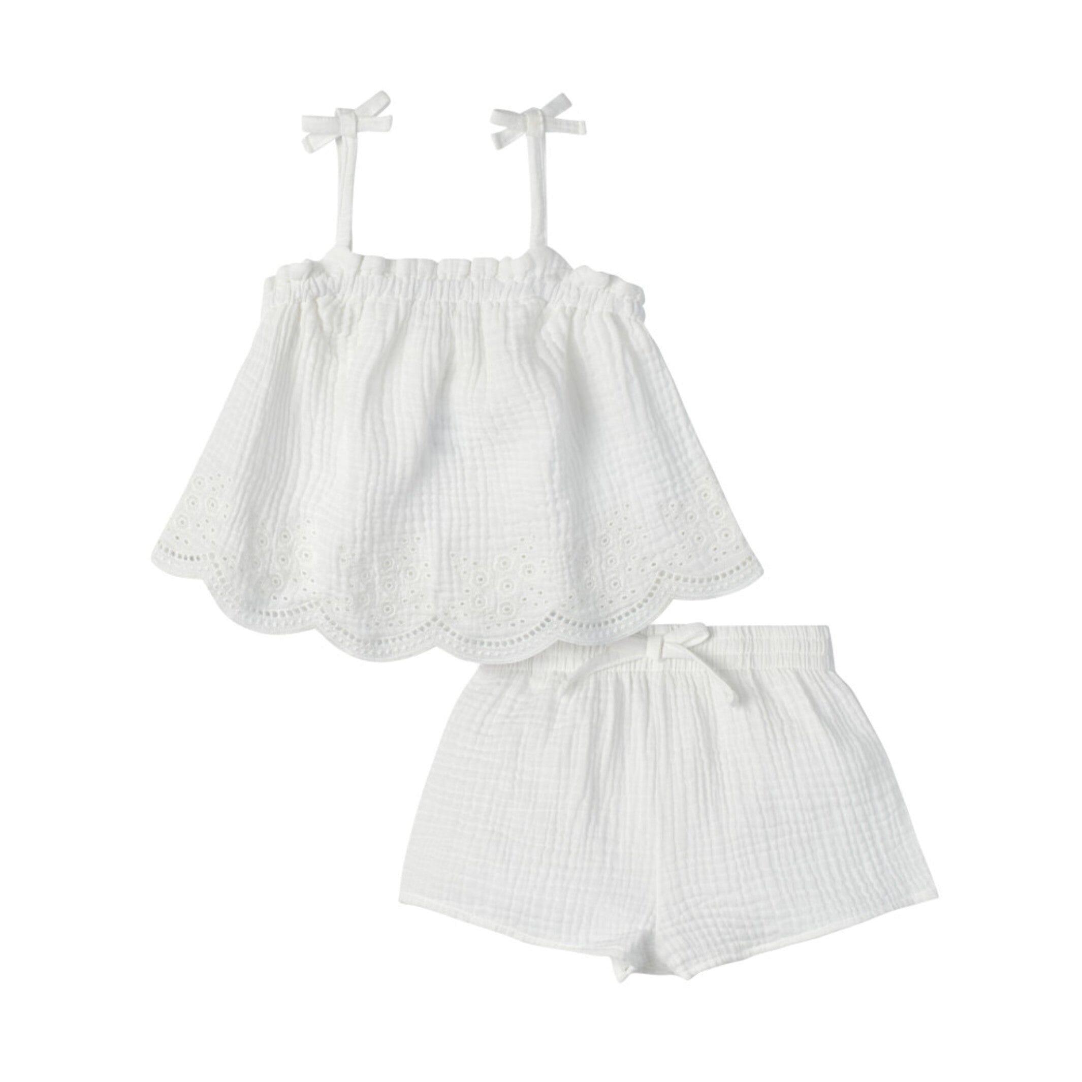 2-Piece Infant & Toddler Girls Ivory Top & Short Set - Image 2