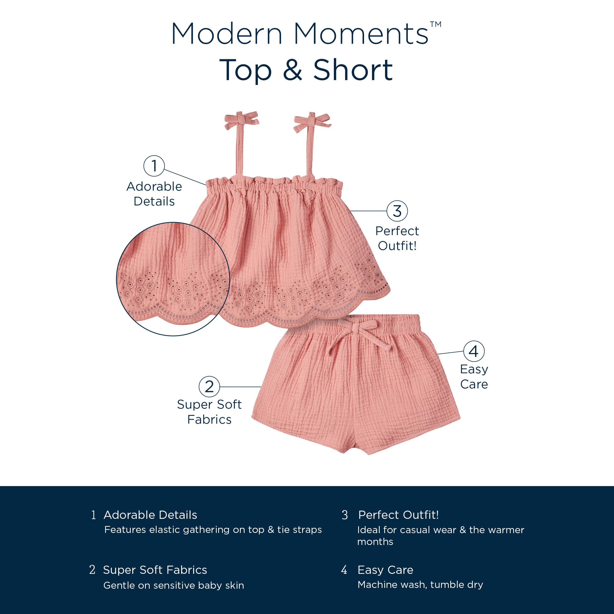 2-Piece Infant & Toddler Girls Ivory Top & Short Set - Image 8