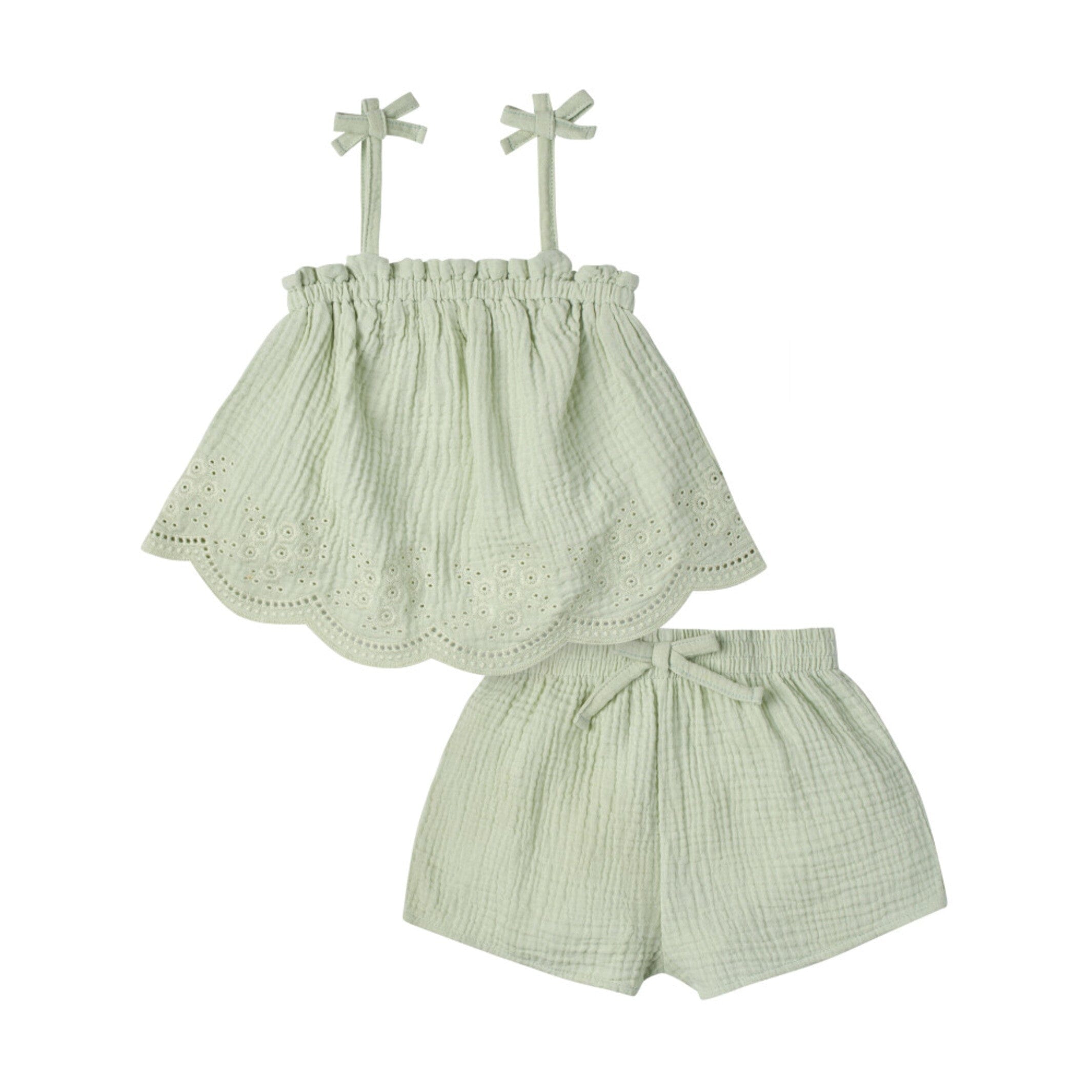2-Piece Infant & Toddler Girls Mint Top & Short Set - Image 2