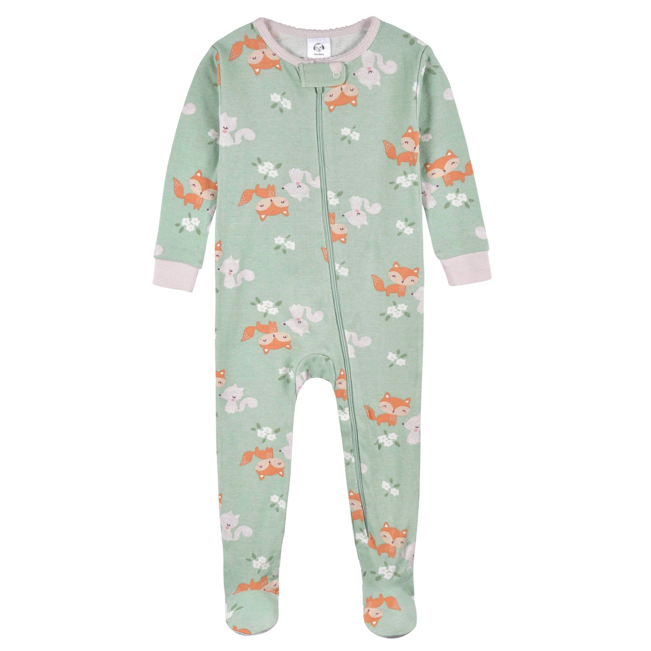 2-Pack Baby & Toddler Girls Purple Woodland Fox Snug Fit Footed Cotton Pajamas - Image 4