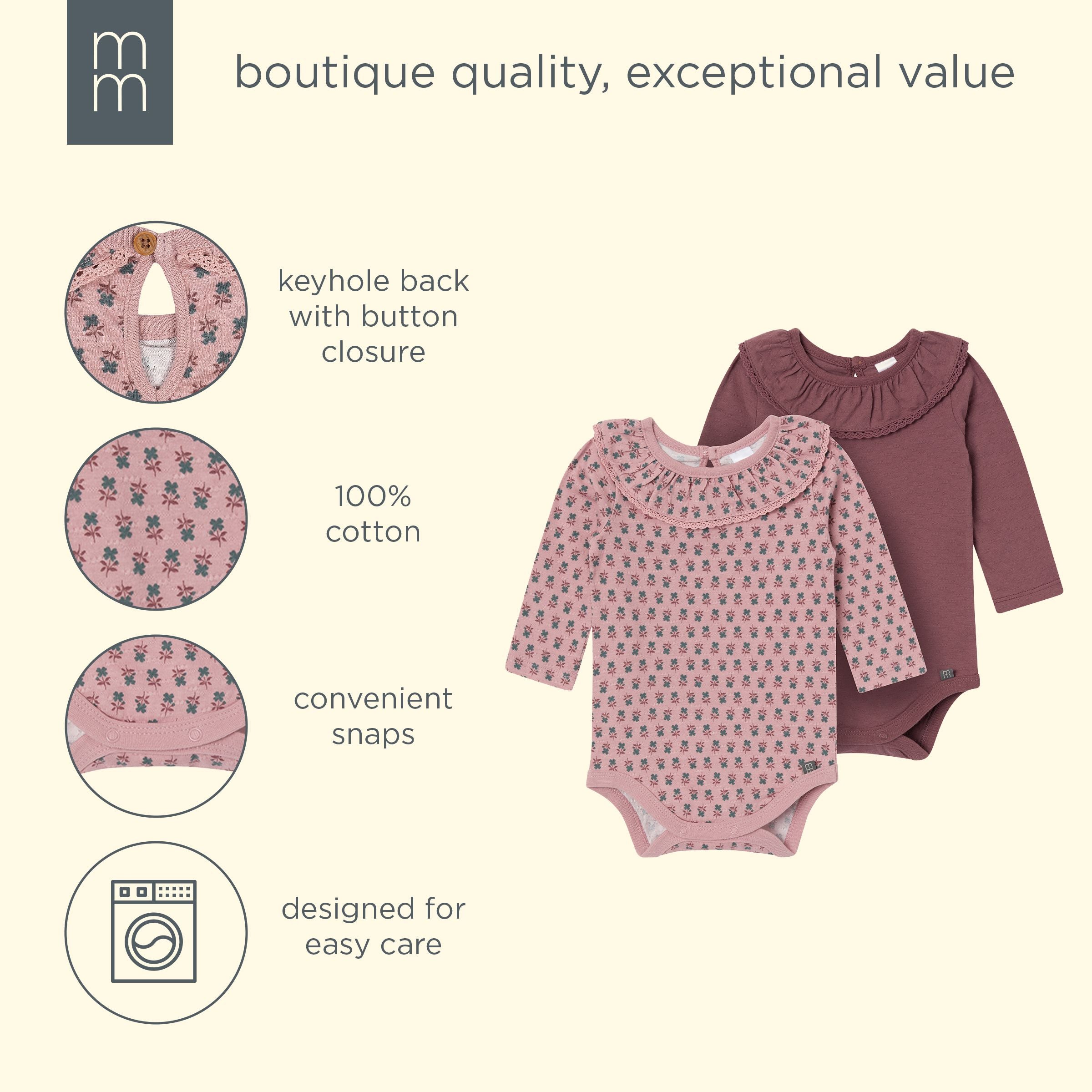 2-Pack Baby Girls Pale Mauve Ruffled Collar Bodysuit - Image 8