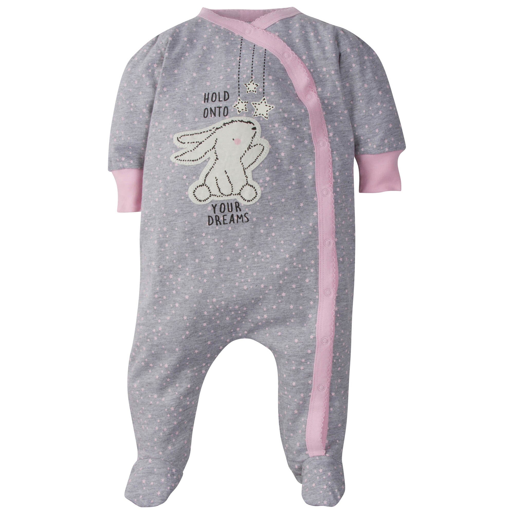 4-Pack Baby Girls Bunny Zip Front Sleep ‘N Plays - Image 2