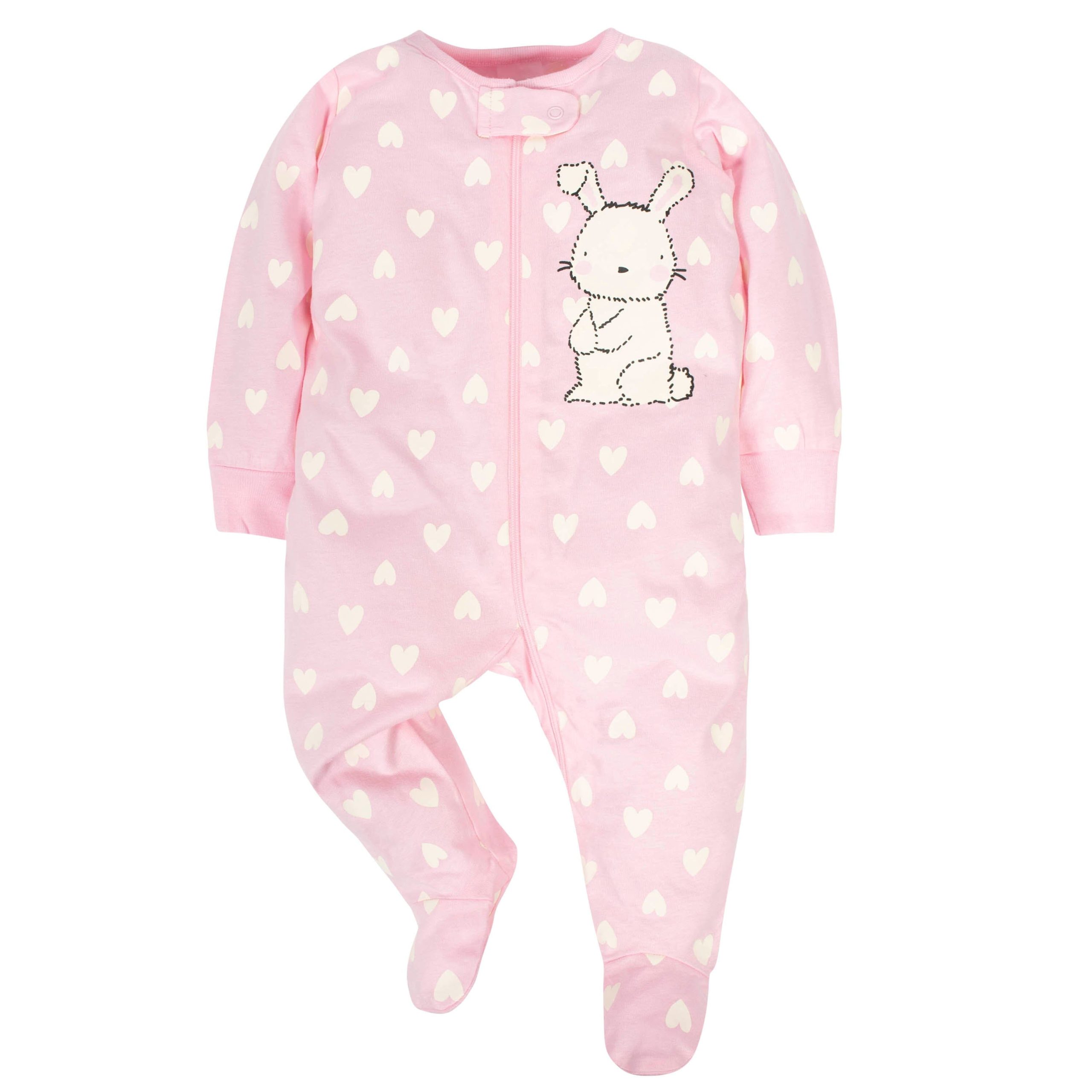 4-Pack Baby Girls Bunny Zip Front Sleep ‘N Plays - Image 3