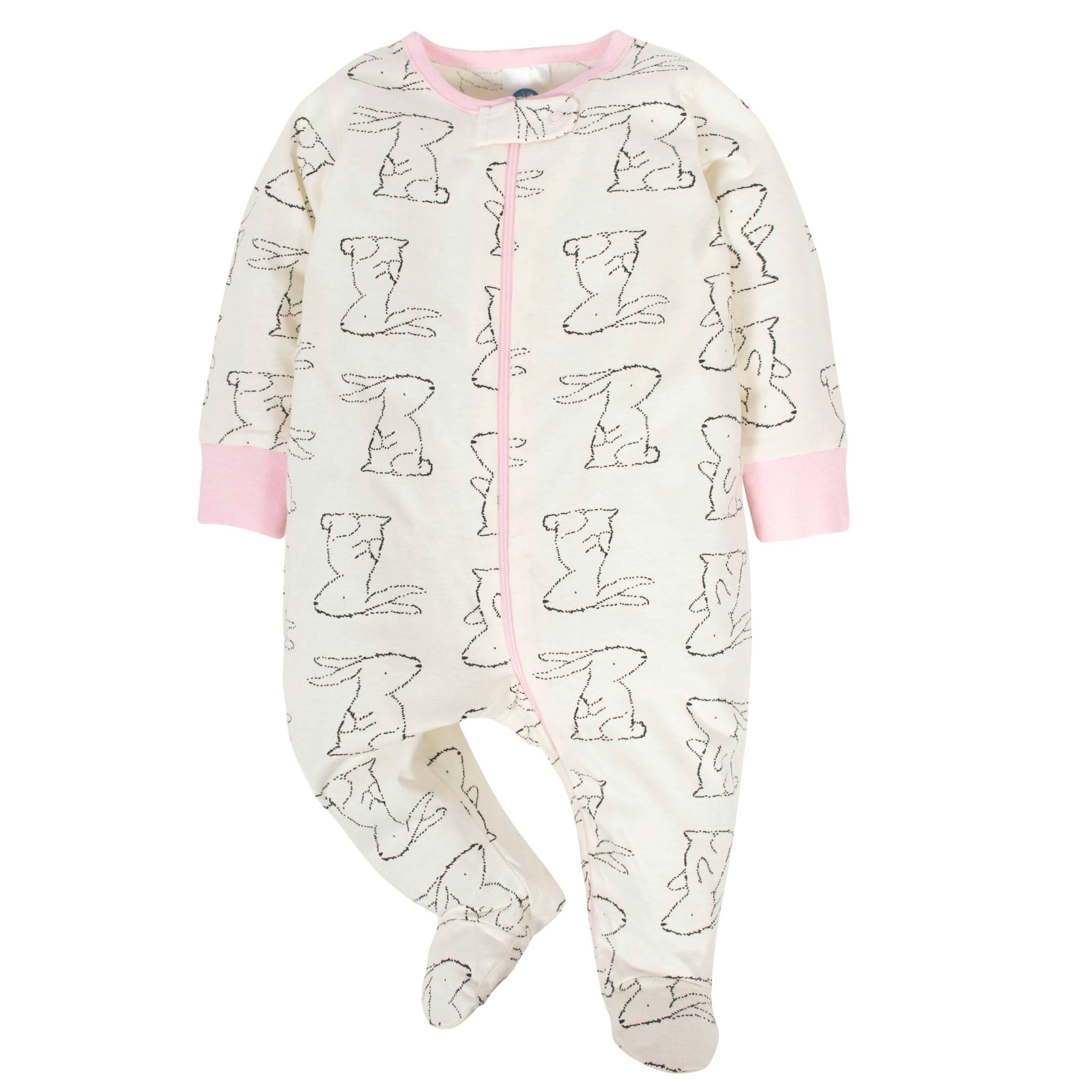 4-Pack Baby Girls Bunny Zip Front Sleep ‘N Plays - Image 4