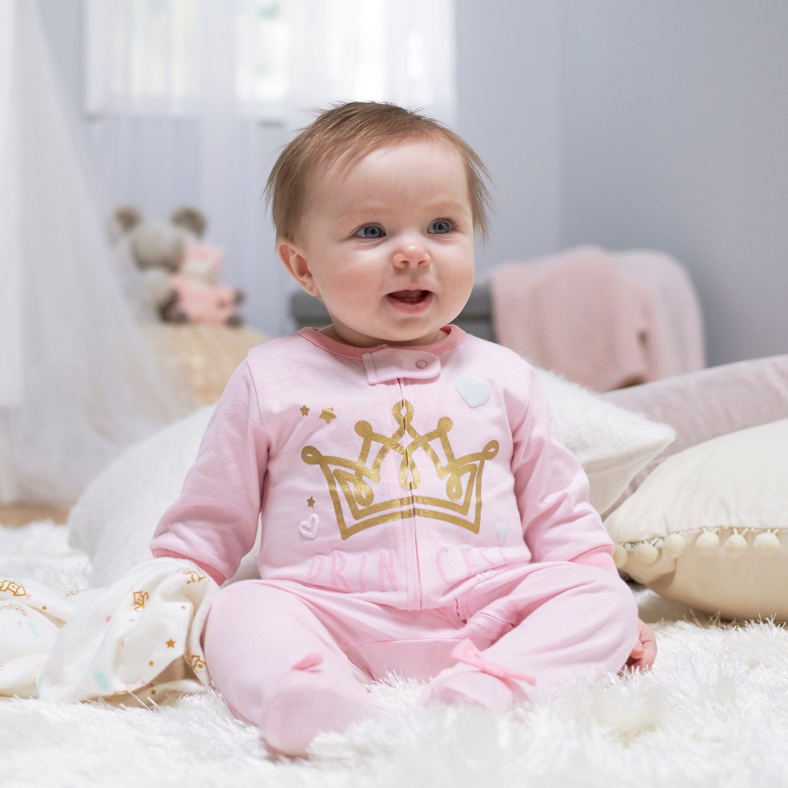 4-Pack Baby Girls Castle Zip Front Sleep ‘N Plays - Image 2