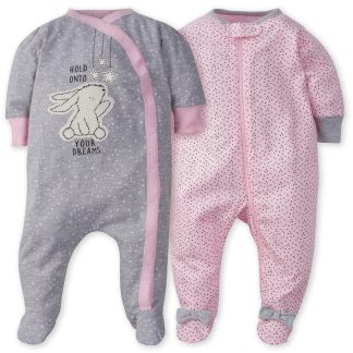 2-Pack Baby Girls Bunny Sleep 'N Plays, 3-6M