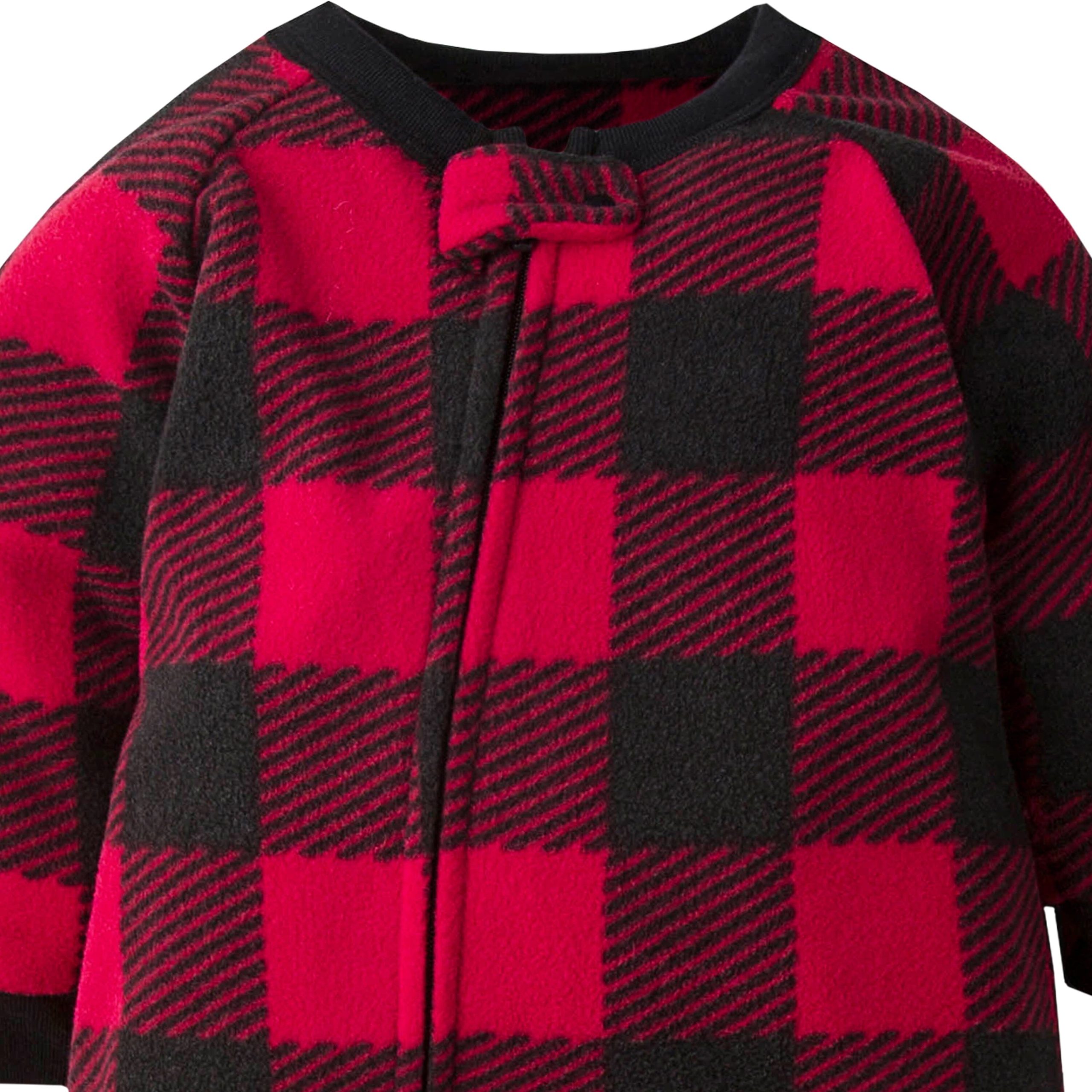 Toddler Neutral Buffalo Plaid Fleece Pajamas - Image 2