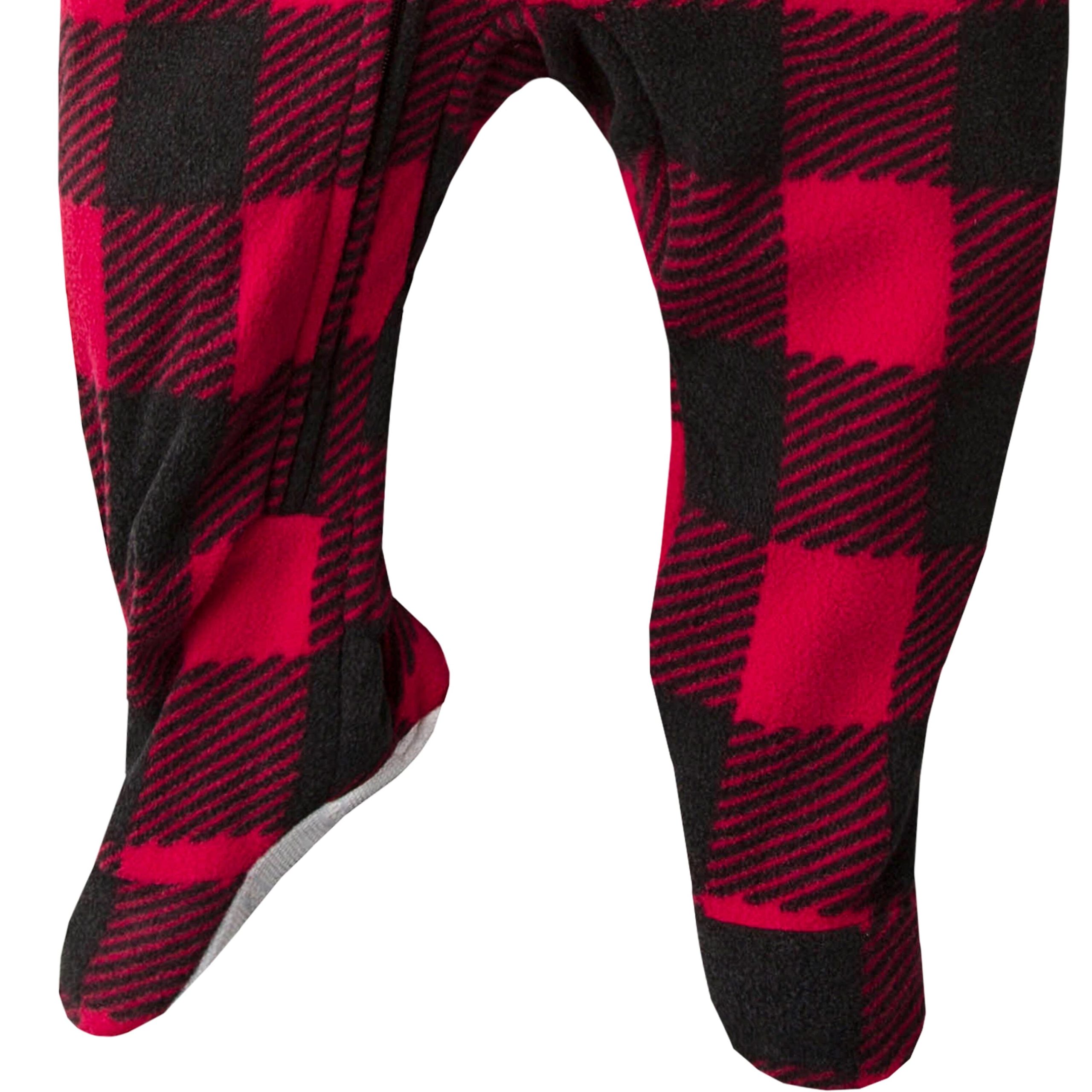 Toddler Neutral Buffalo Plaid Fleece Pajamas - Image 4