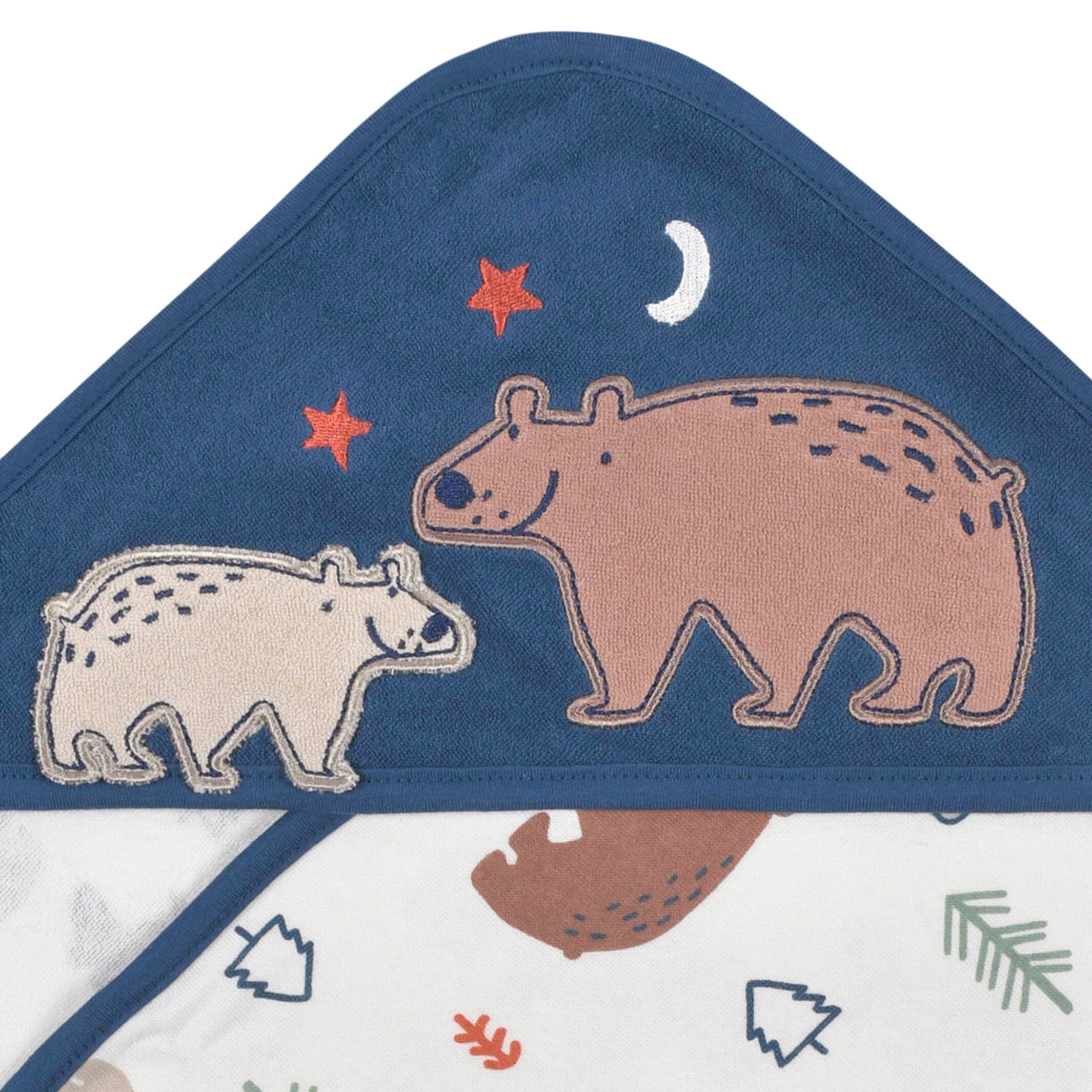 4-Piece Baby Boys Bear Hooded Towel & Washcloth Set - Image 3