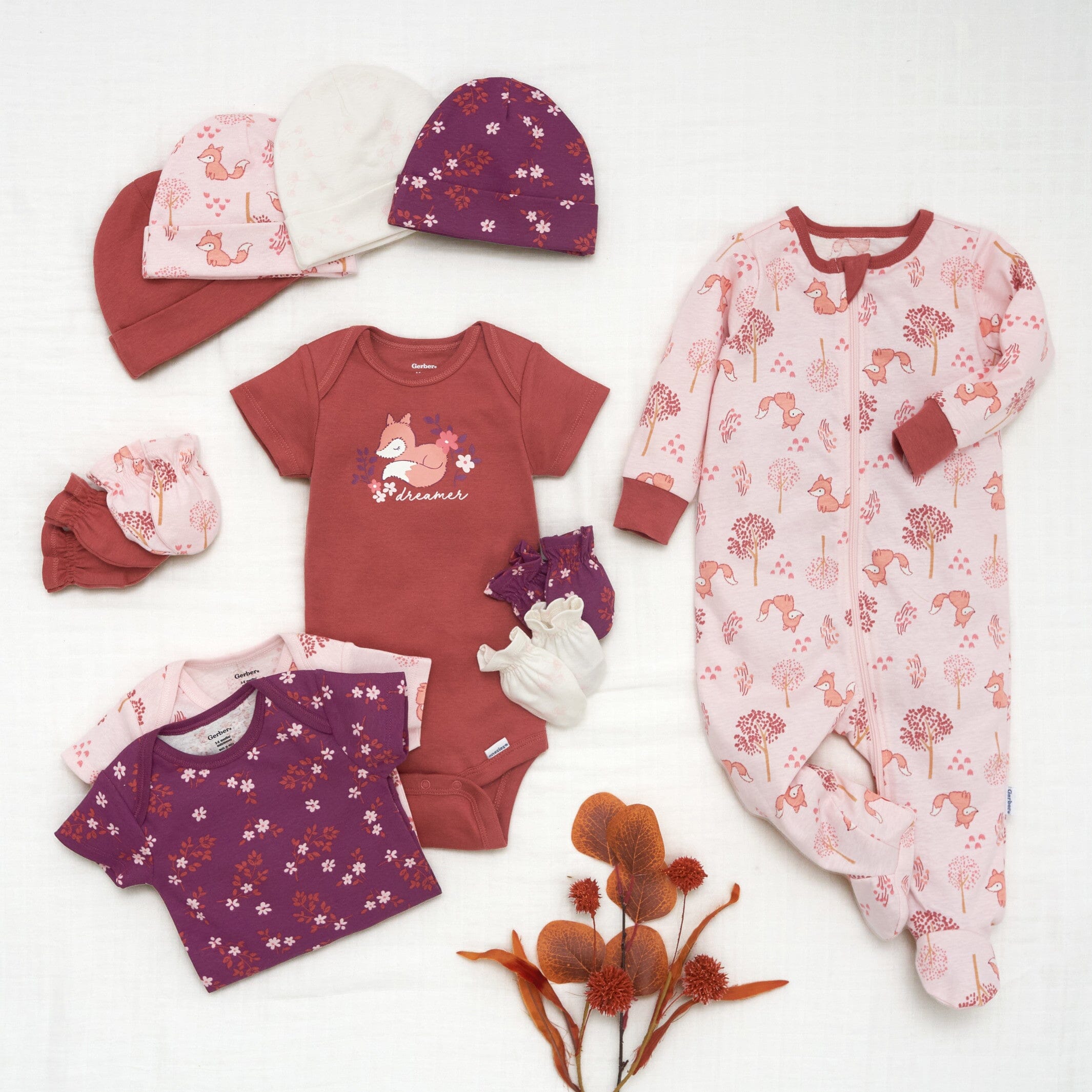 12-Piece Baby Girls Fox Layette Bundle - Image 2