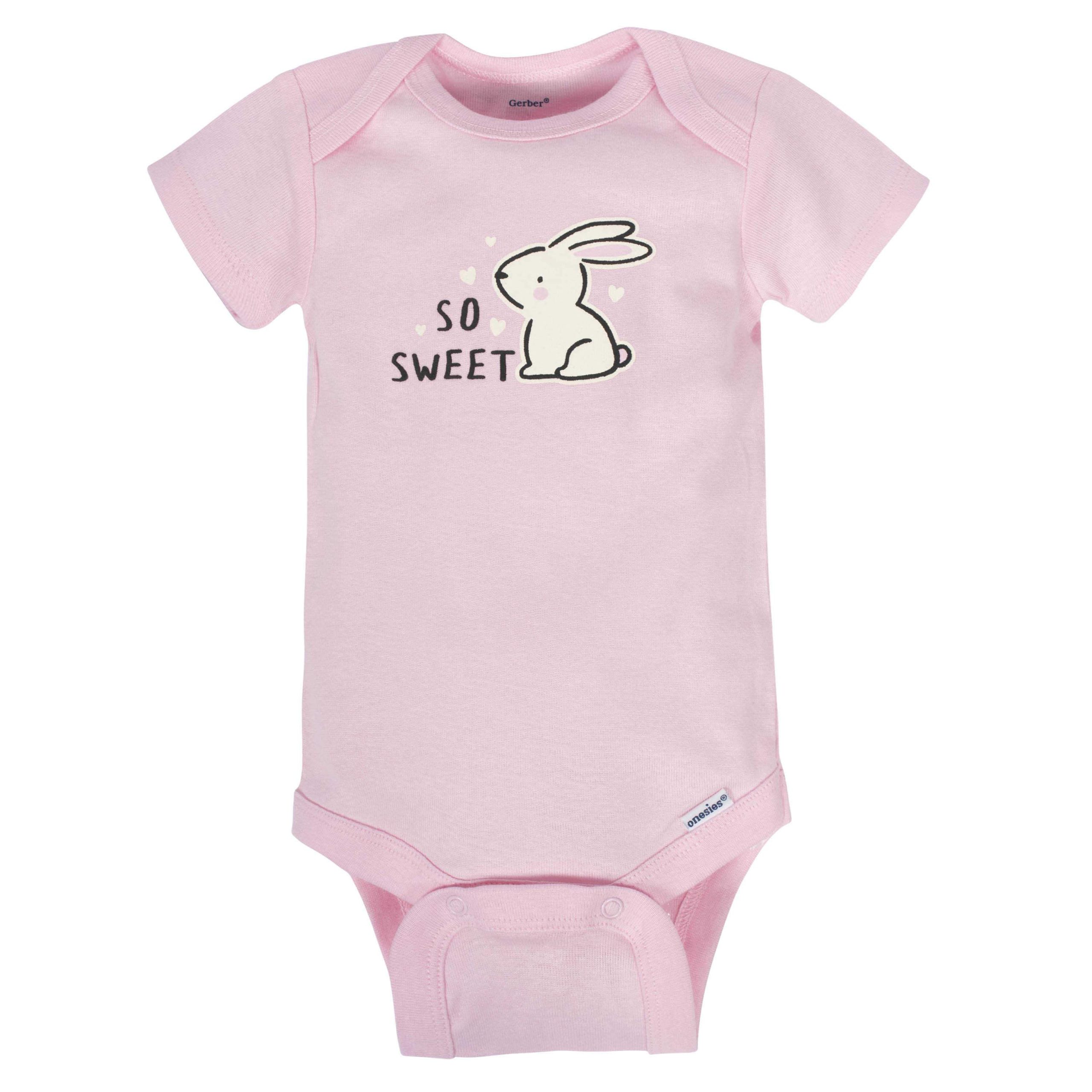 Gerber® 8-pack Baby Girls' Bunny Short Sleeve Onesies® Bodysuits - Image 4