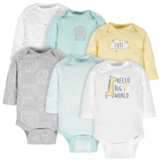 6-Pack Baby Neutral Animals Long Sleeve Onesies® Bodysuits