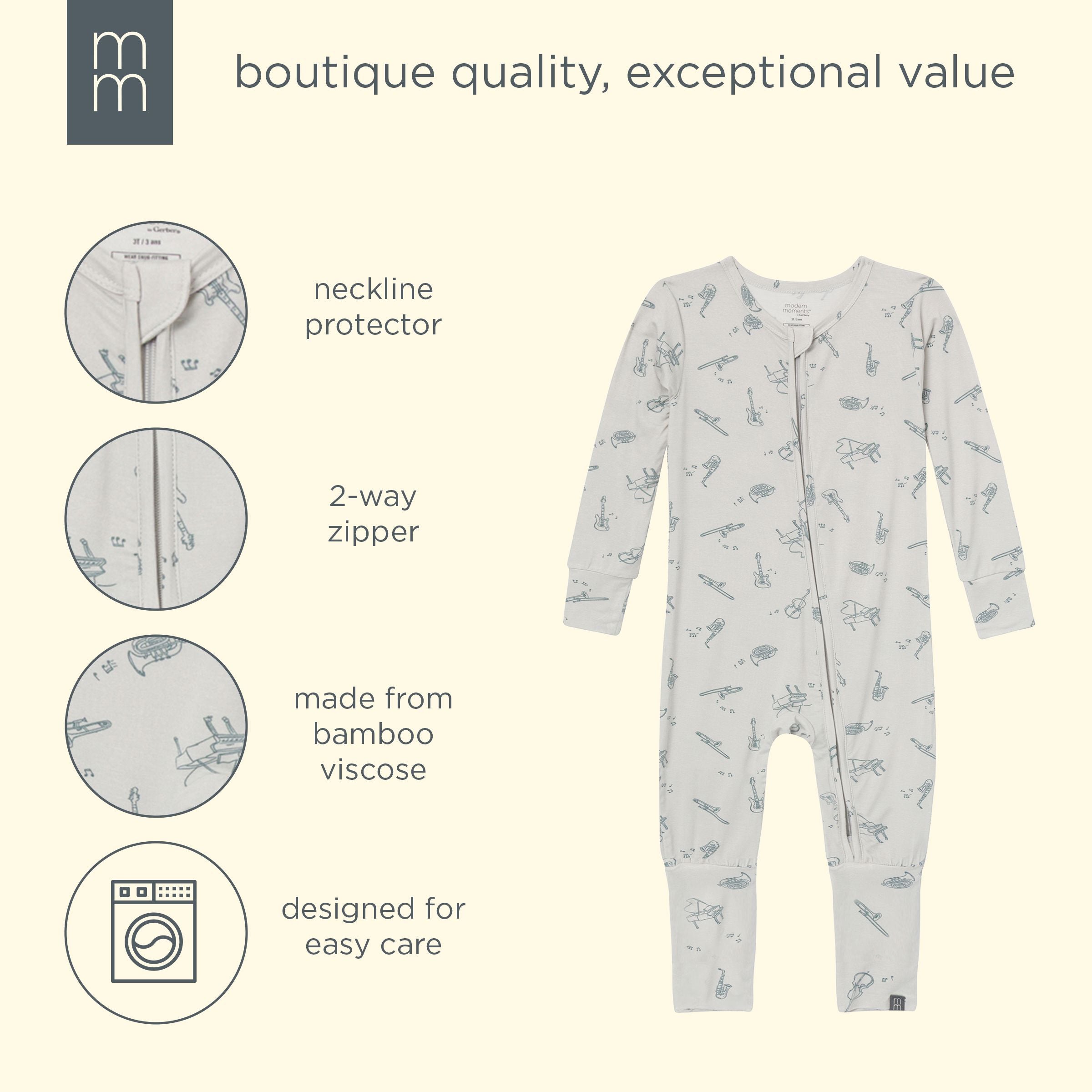Baby & Kids Neutral Musical Instruments Snug Fit Footless Pajamas - Image 6