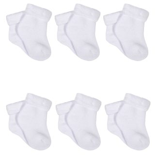 6-Pack Organic Baby Neutral White Wiggle Proof® Ankle Bootie Socks