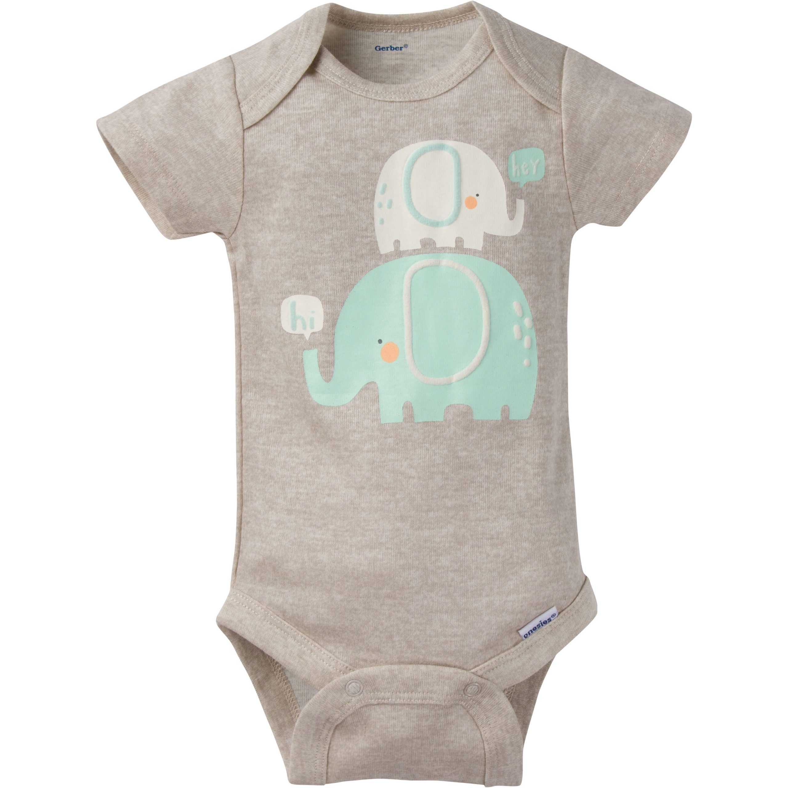 8-Pack Baby Neutral Elephant Short-Sleeve Onesies® Bodysuits - Image 2