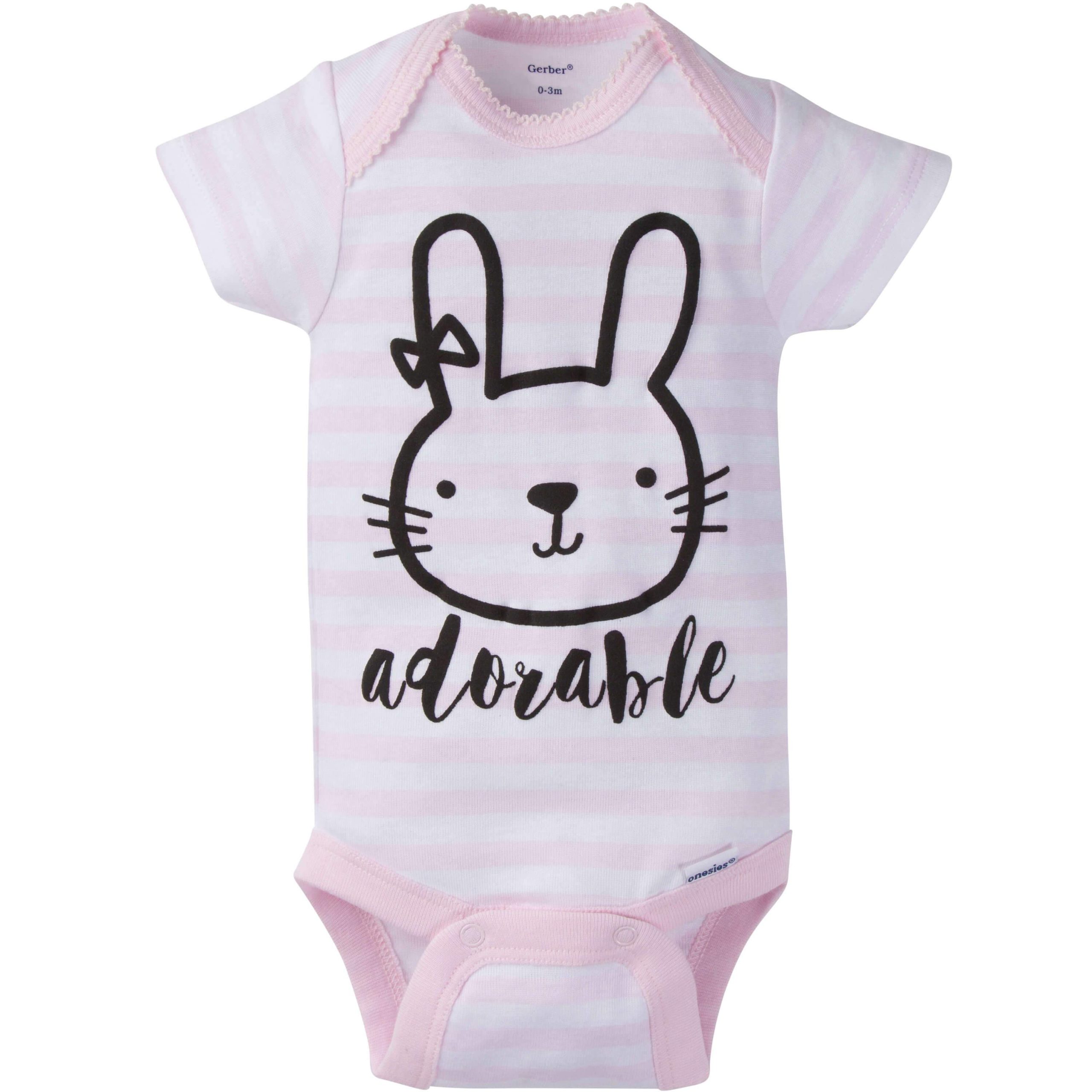 8-Pack Baby Girls Bunny Short-Sleeve Onesies® Bodysuits - Image 2