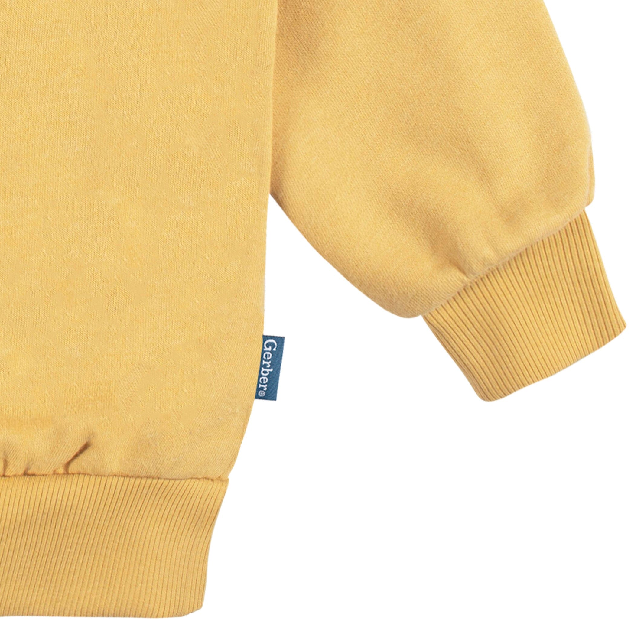 Embroidered 2-Piece Infant & Toddler Neutral Yellow Sweatshirt & Pant Set - Image 6