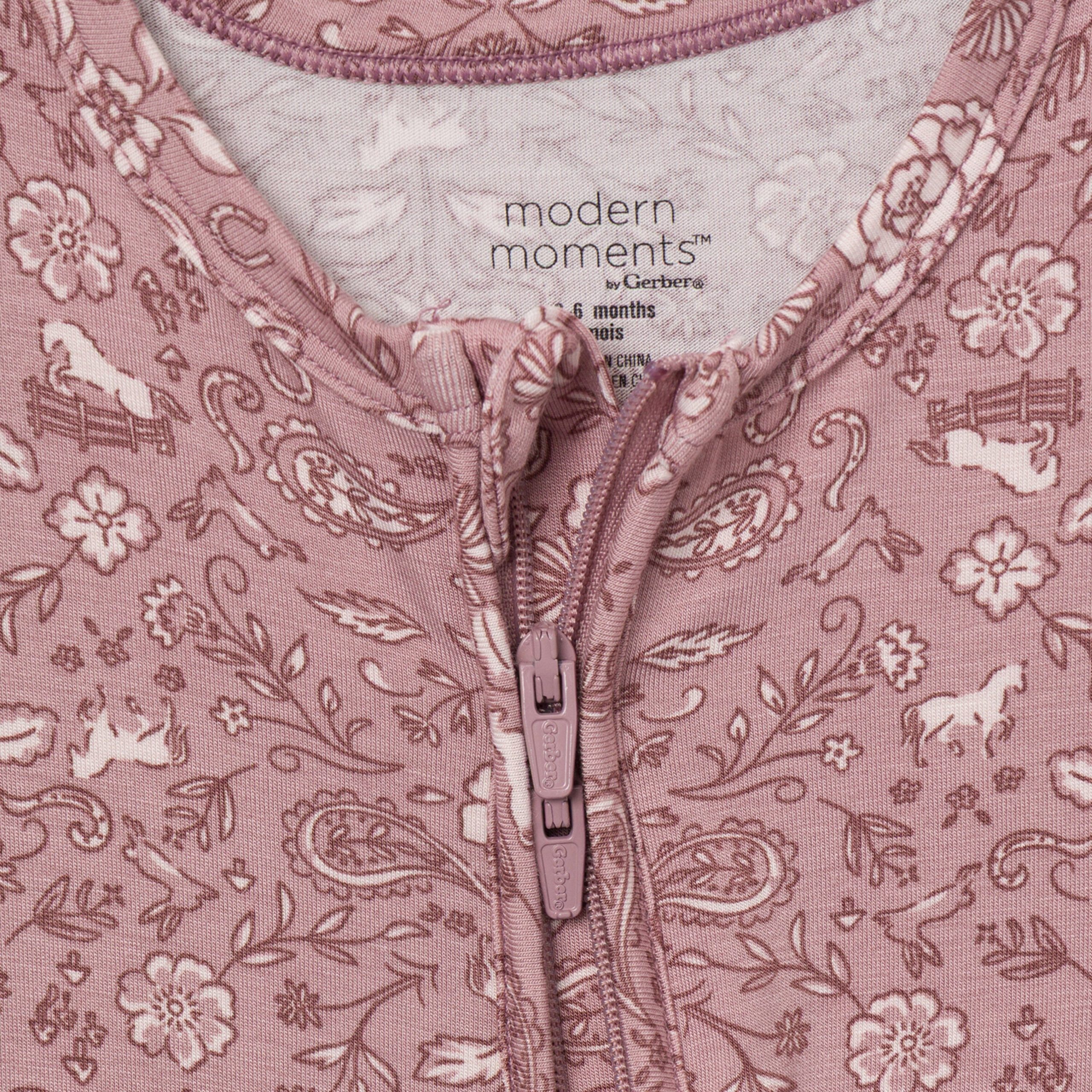 Baby & Kid Girls Mauve Paisley Snug Fit Footless Pajamas - Image 2
