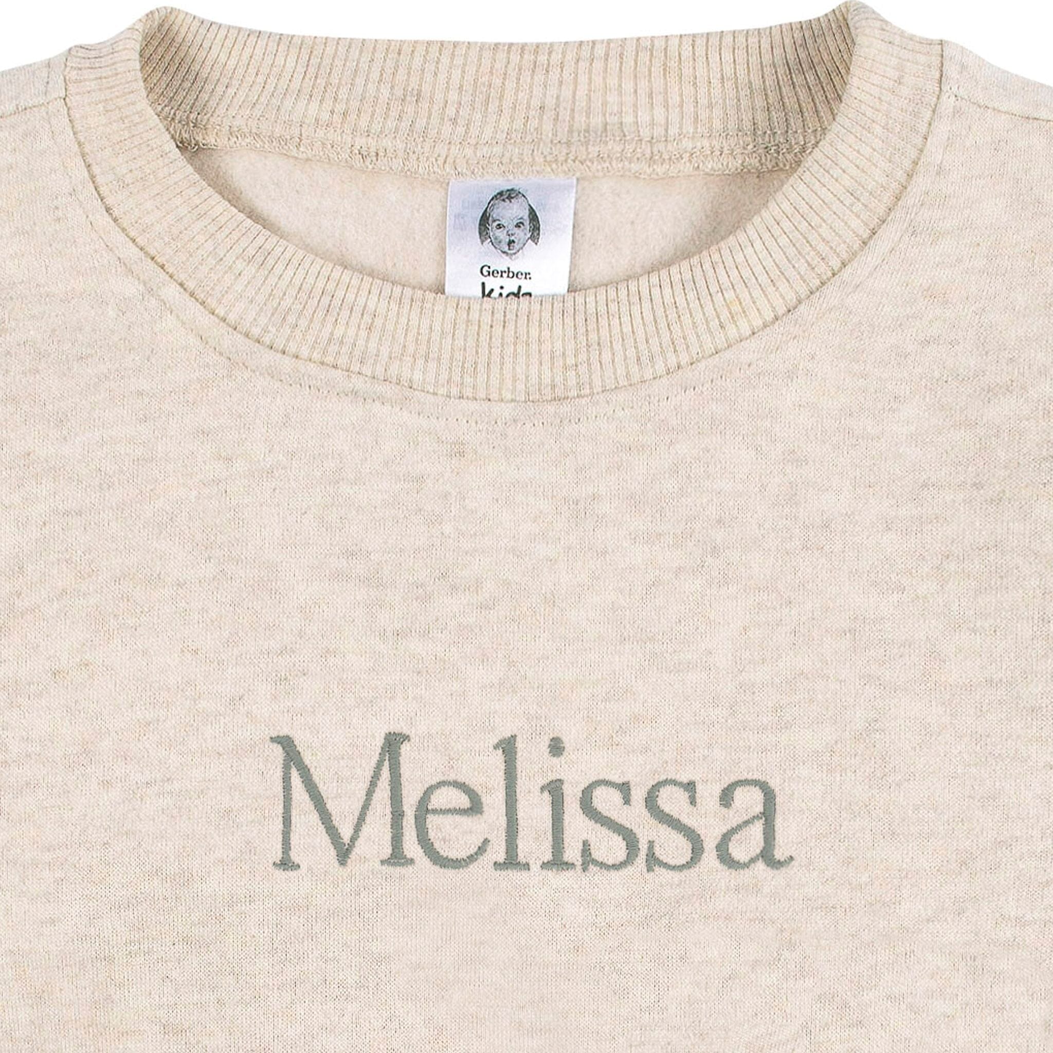 Embroidered 2-Piece Infant & Toddler Neutral Oatmeal Heather Sweatshirt & Pant Set - Image 2