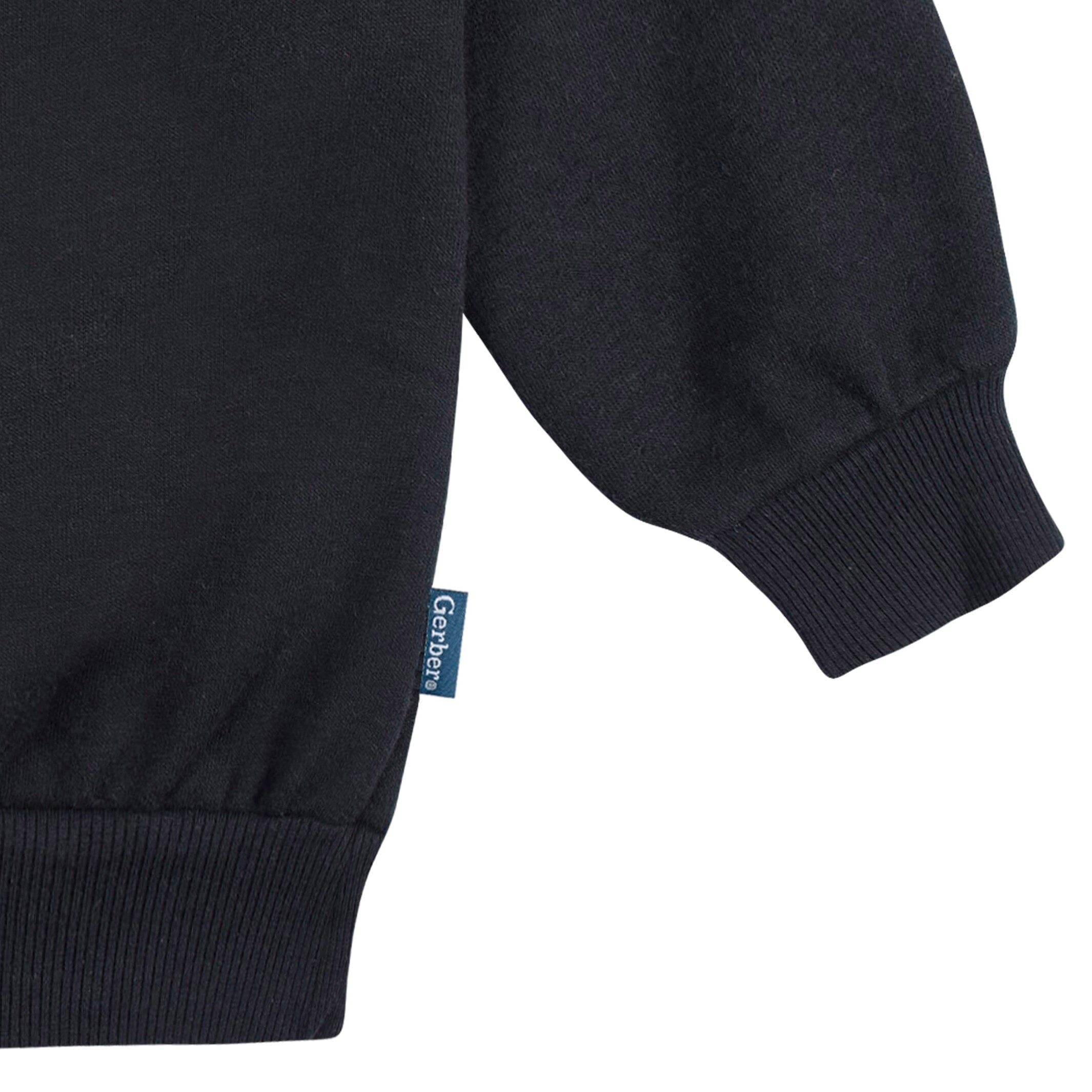 Embroidered 2-Piece Infant & Toddler Neutral Black Sweatshirt & Pant Set - Image 4