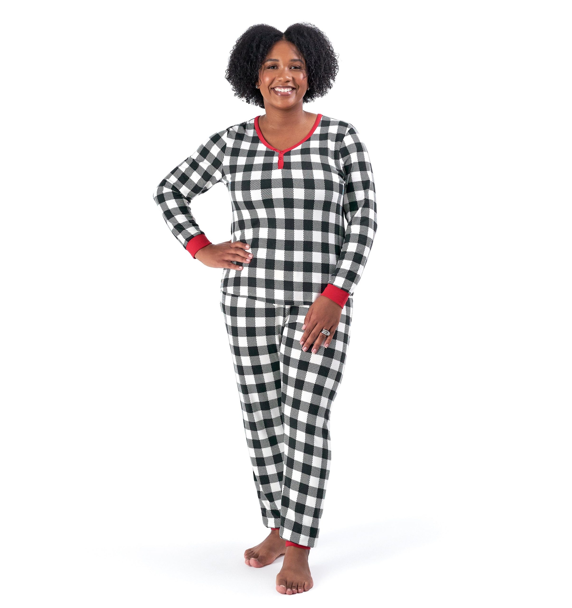 Women’s 2-Piece Hacci Buffalo Plaid Pajama Set - Image 2
