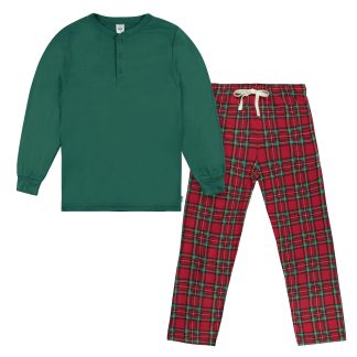 2-Piece Men's Stewart Plaid Hacci Pajama Set