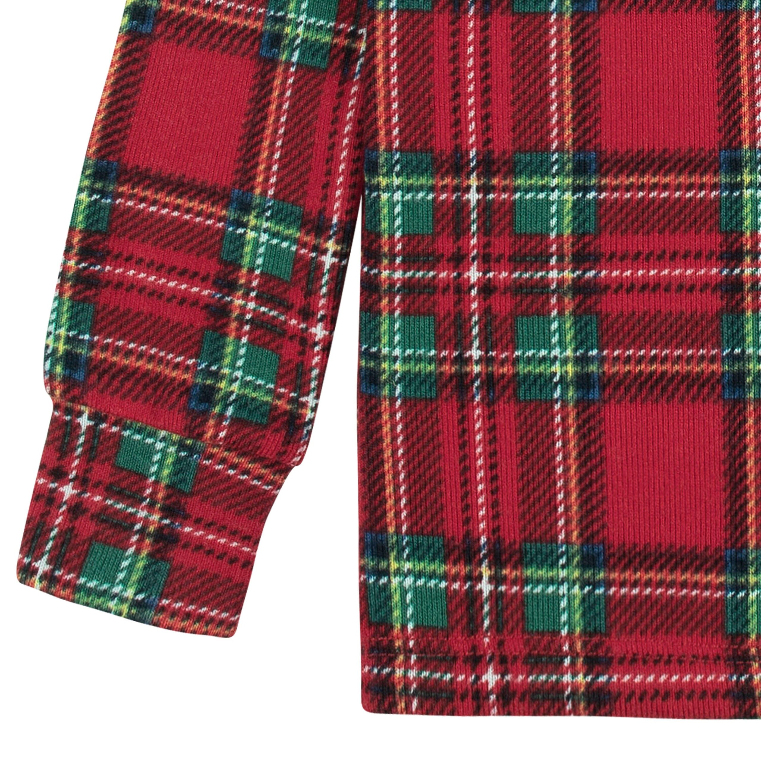 2-Piece Infant and Toddler Neutral Stewart Plaid Hacci Snug Fit Pajama Set - Image 7