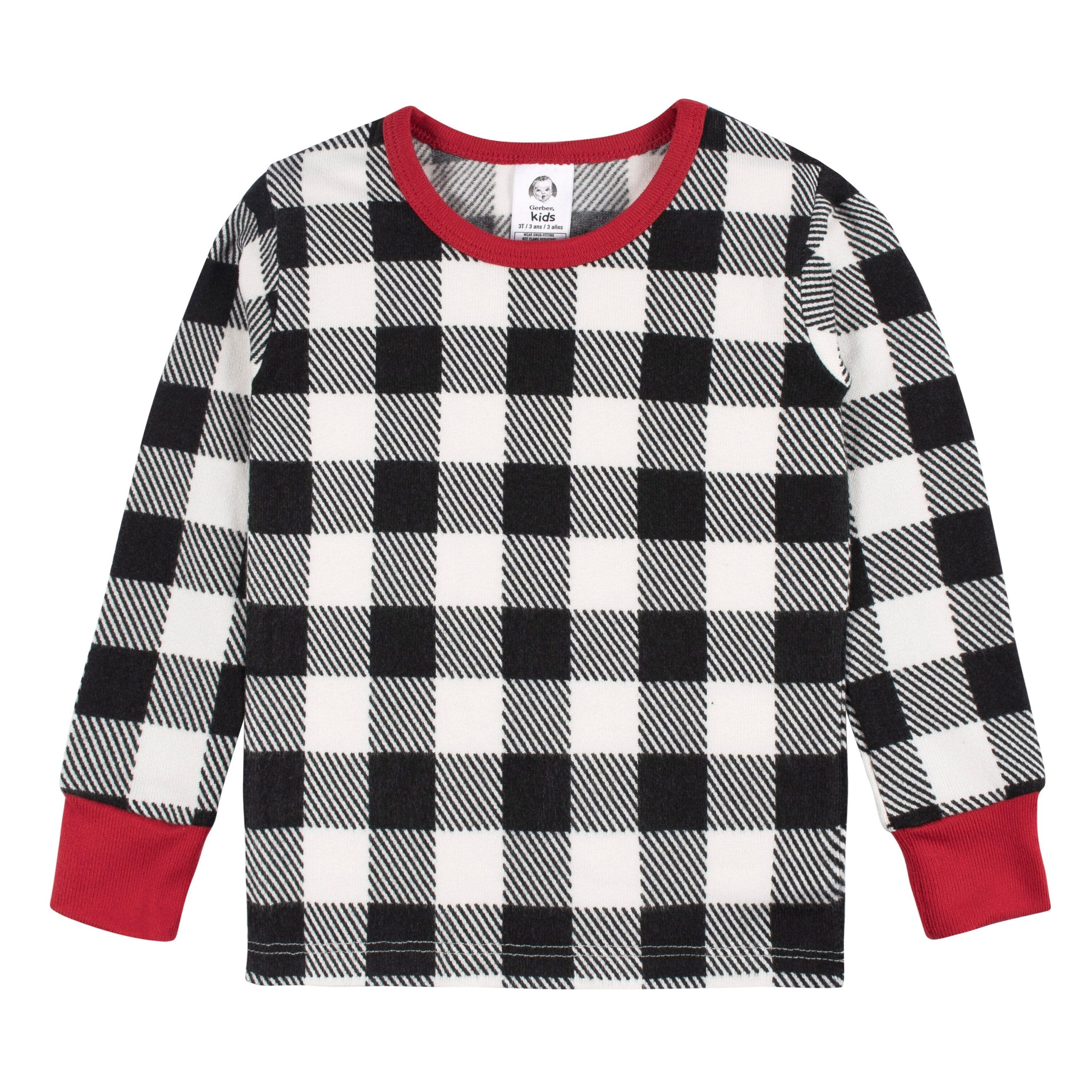 2-Piece Infant and Toddler Neutral Buffalo Plaid Hacci Snug Fit Pajama Set - Image 6