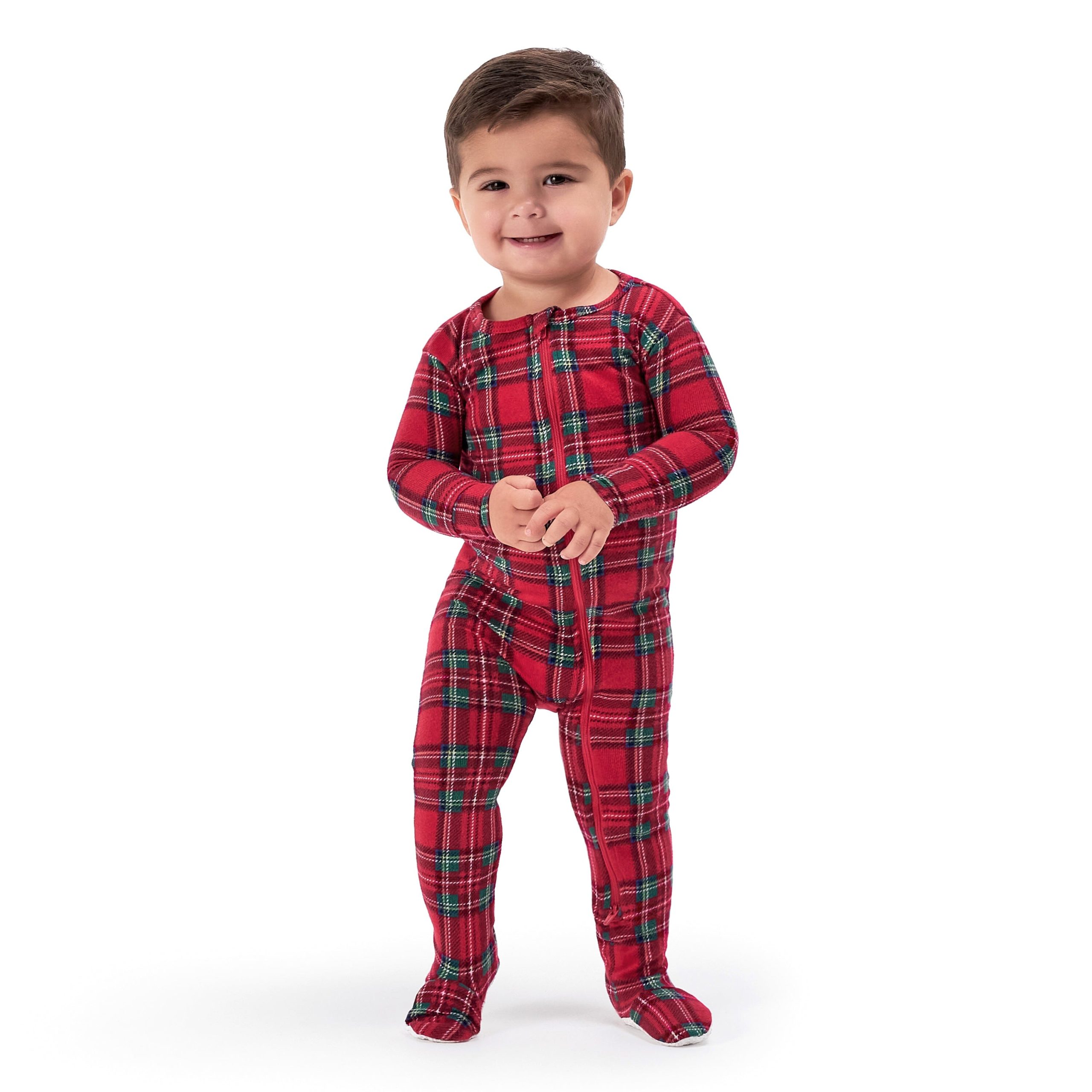 Baby & Toddler Neutral Stewart Plaid Hacci Snug Fit Footed Pajamas - Image 2