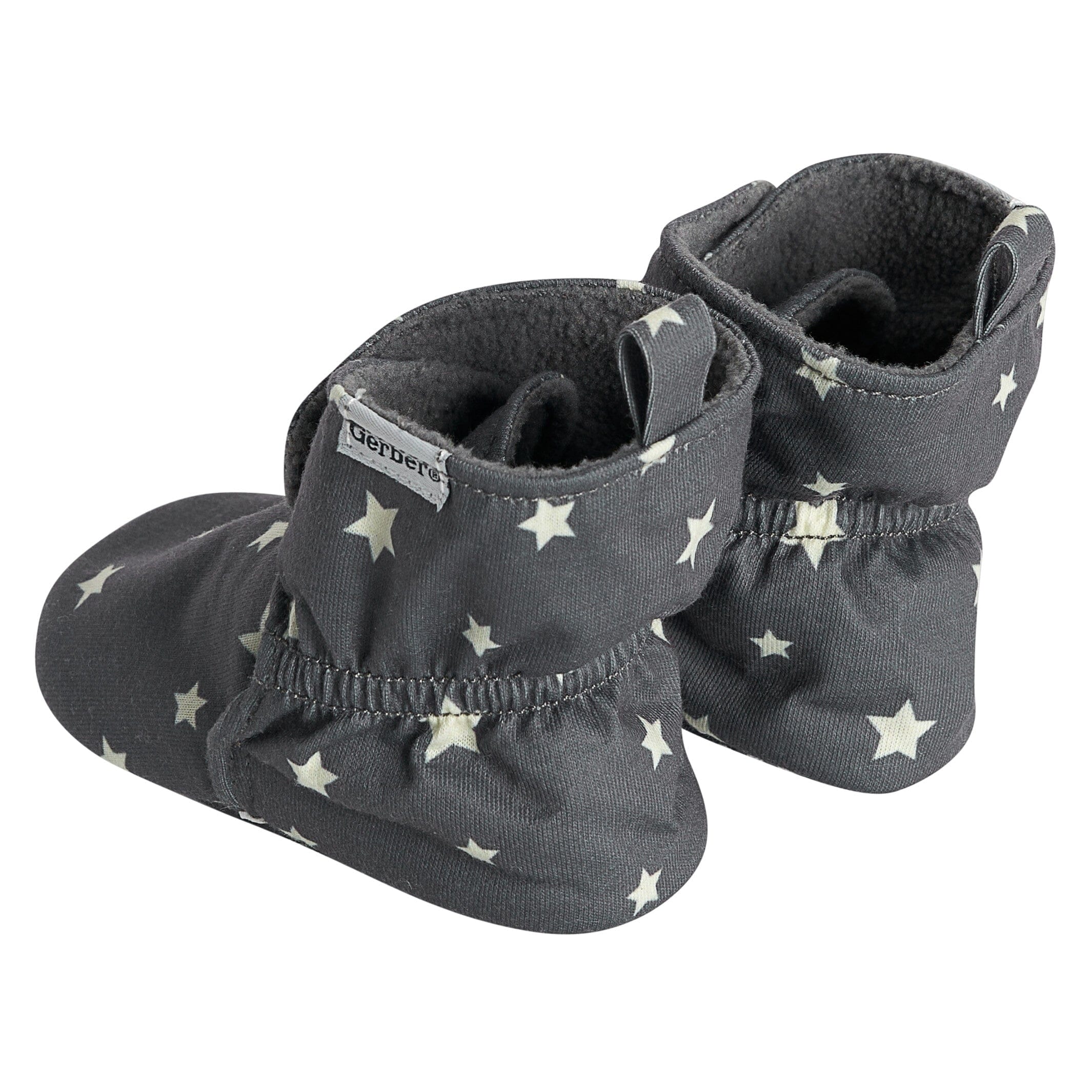 Baby Neutral Gray Stars Soft Booties - Image 3