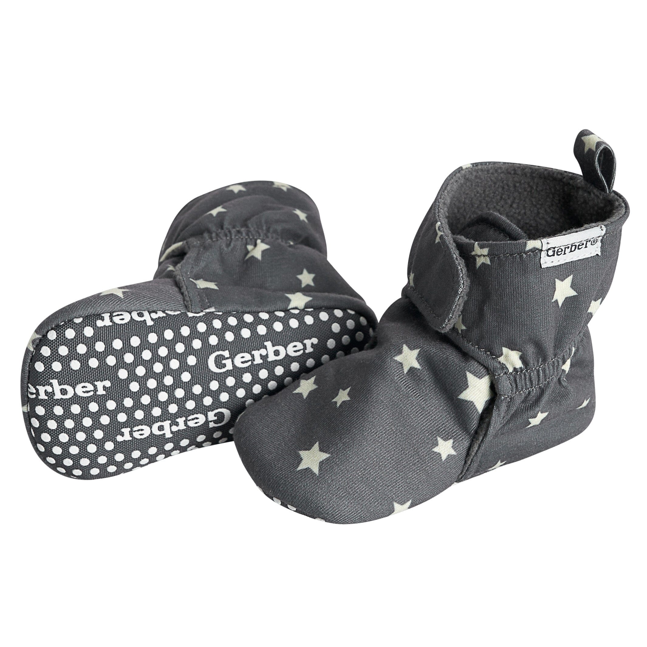 Baby Neutral Gray Stars Soft Booties - Image 4
