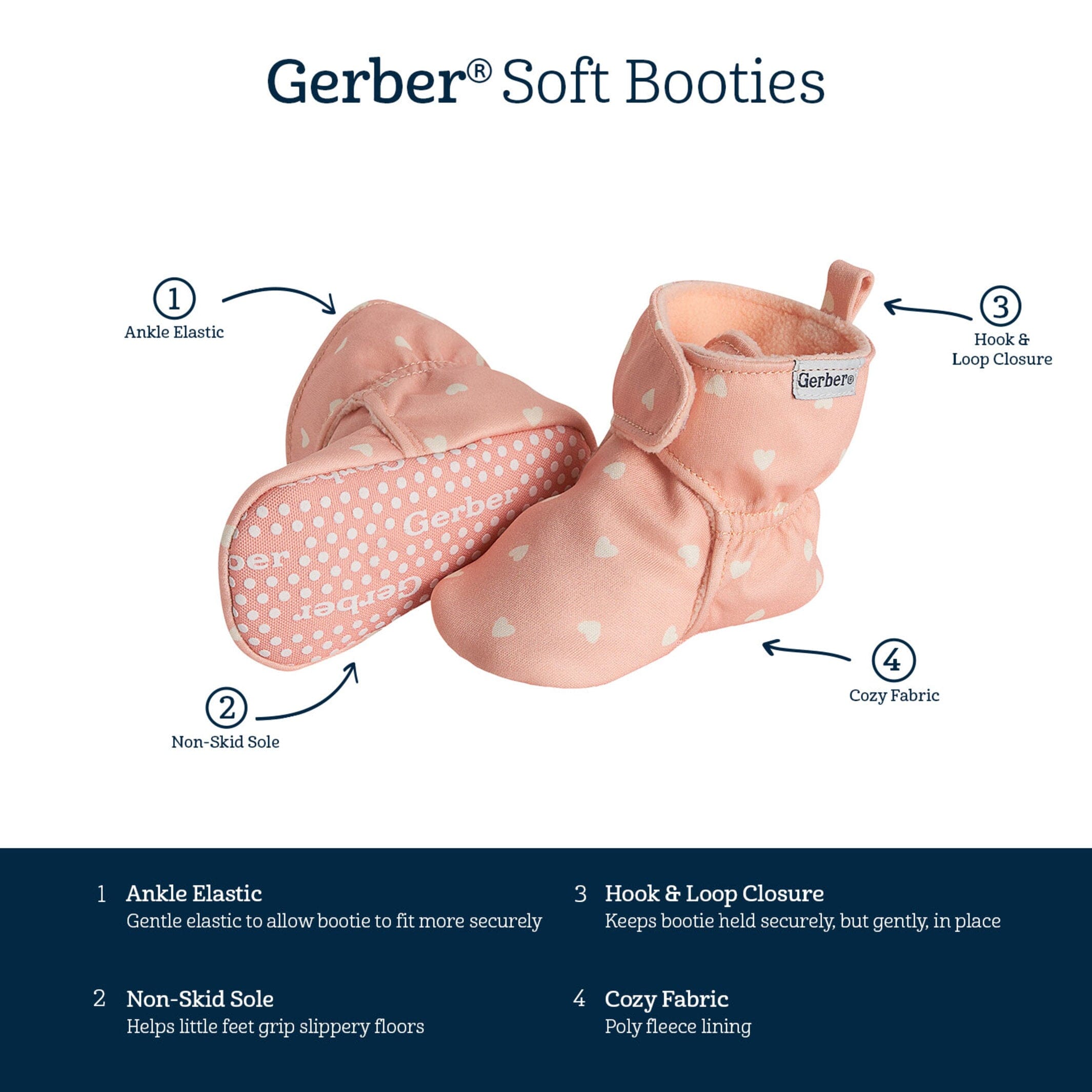 Baby Girls Pink Hearts Soft Booties - Image 8