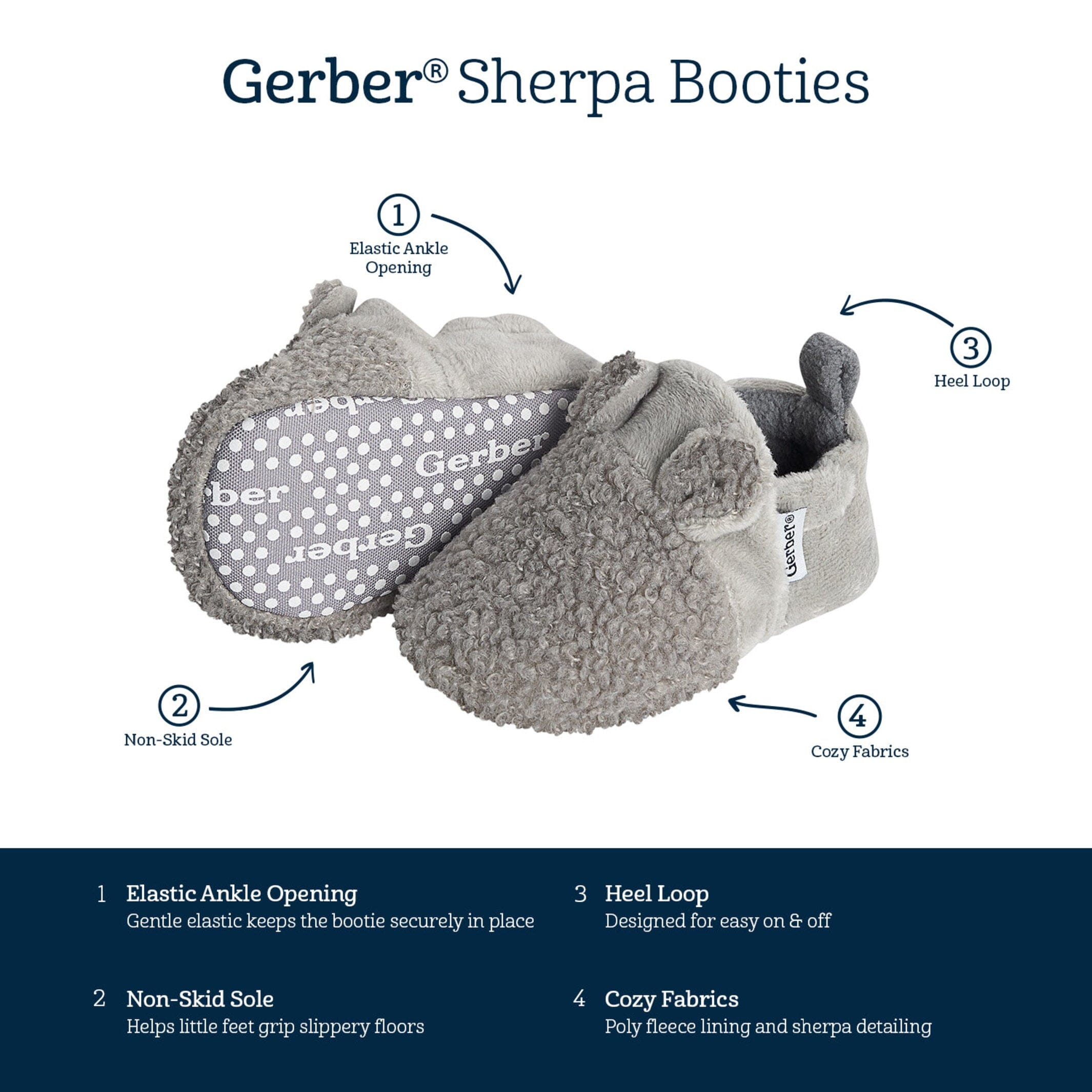 Baby Neutral Grey Sherpa Booties - Image 7