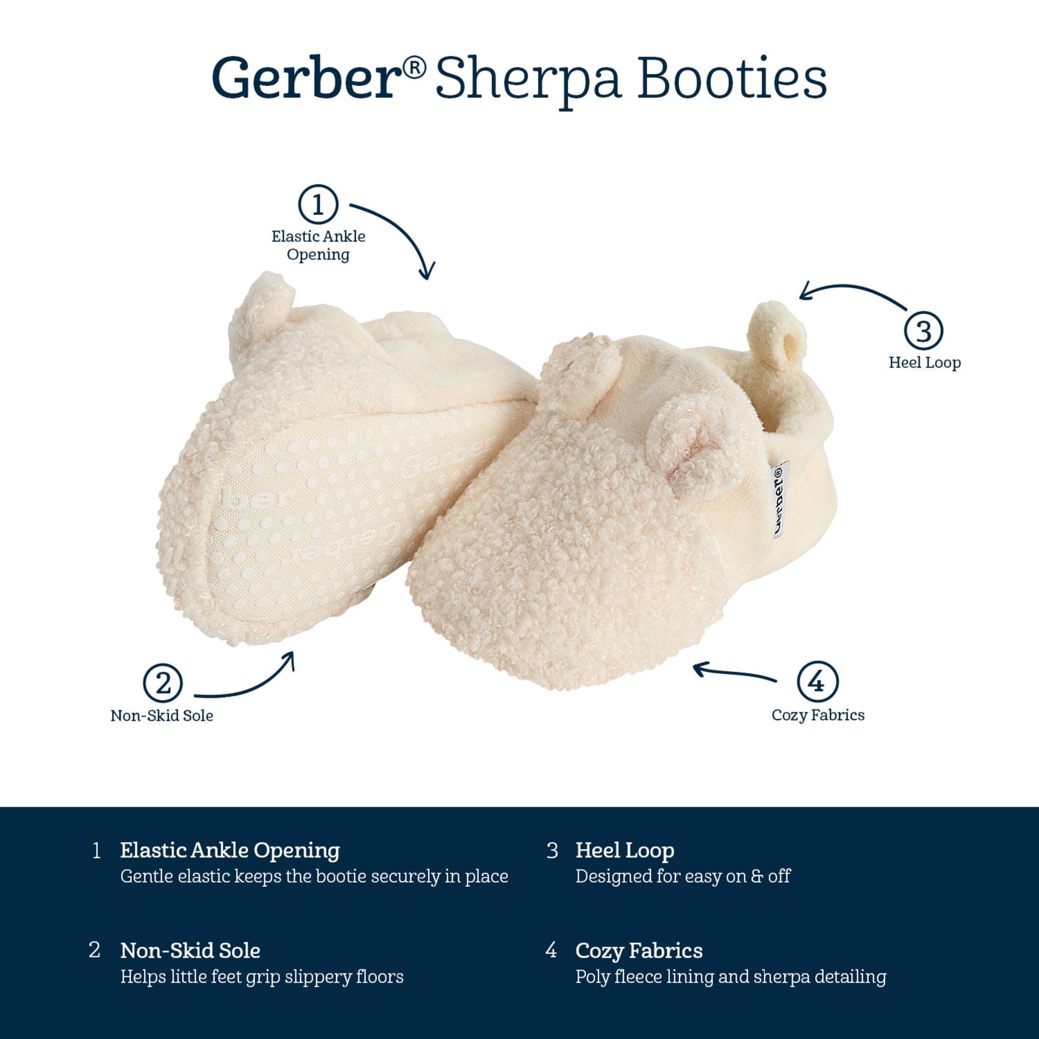 Baby Neutral Ivory Sherpa Booties - Image 7