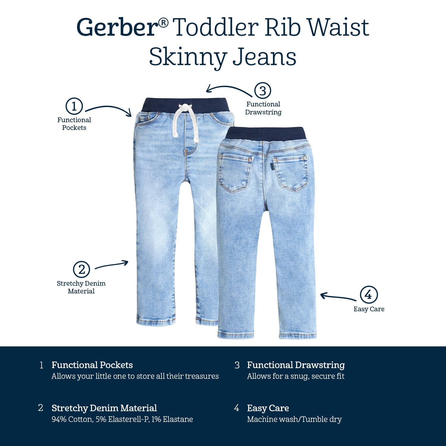 Toddler Neutral Light Blue Skinny Denim Jeans - Image 9