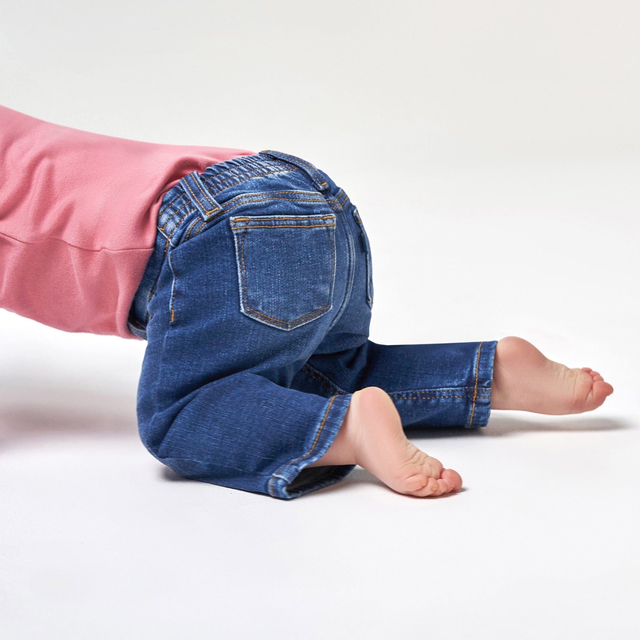Baby Neutral Blue Straight Fit Denim Jeans With Elastic Back - Image 2