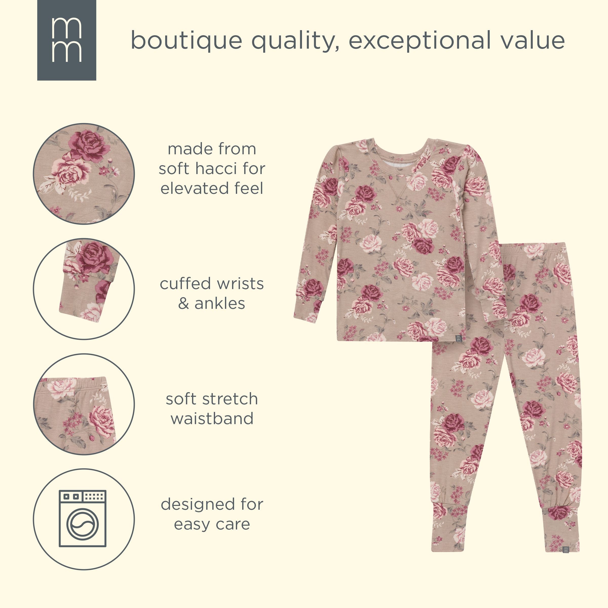 2-Piece Infant & Kid Girls Stone Rose Snug Fit Pajama - Image 9