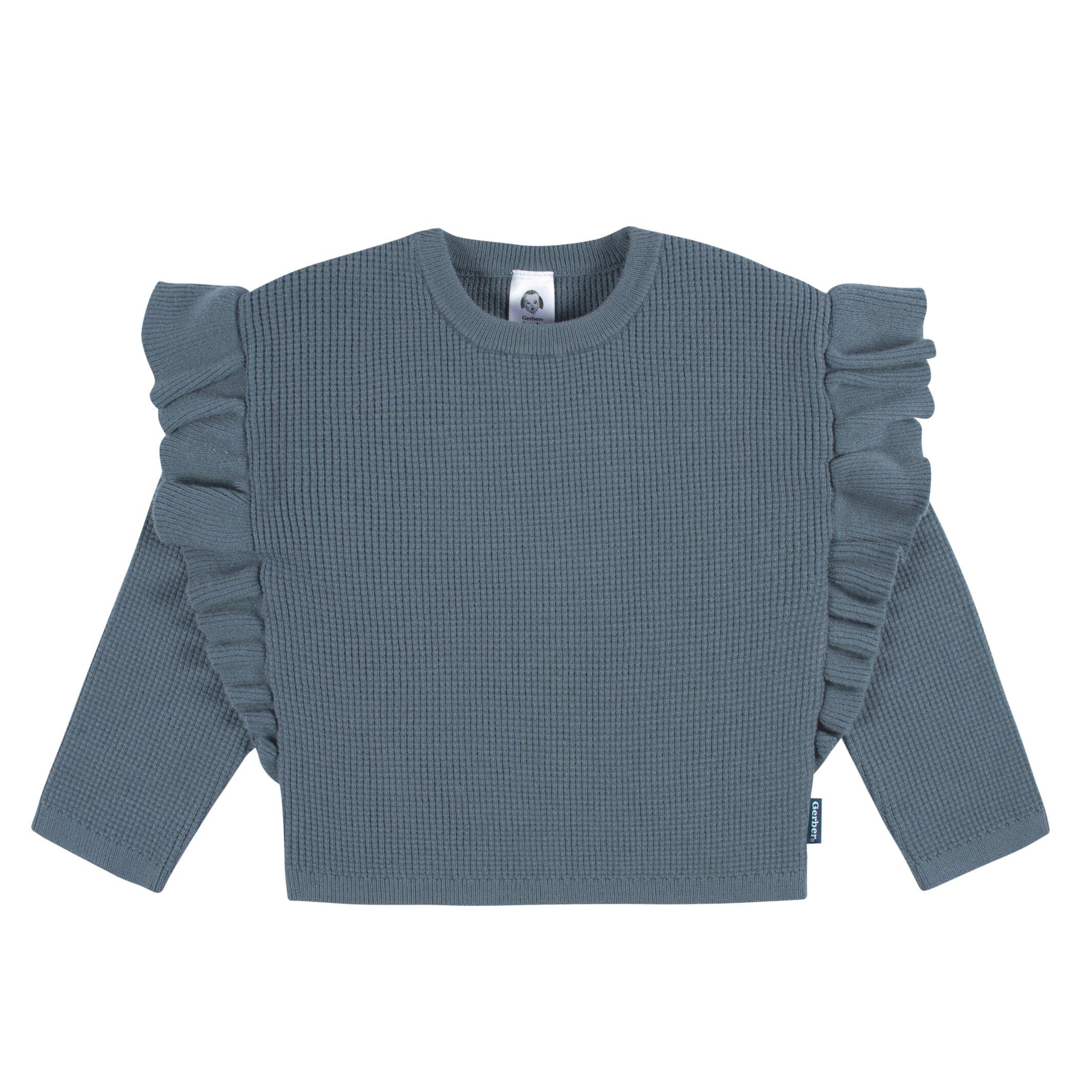 2-Piece Infant and Toddler Girls Teal Sweater Knit Set - Image 4