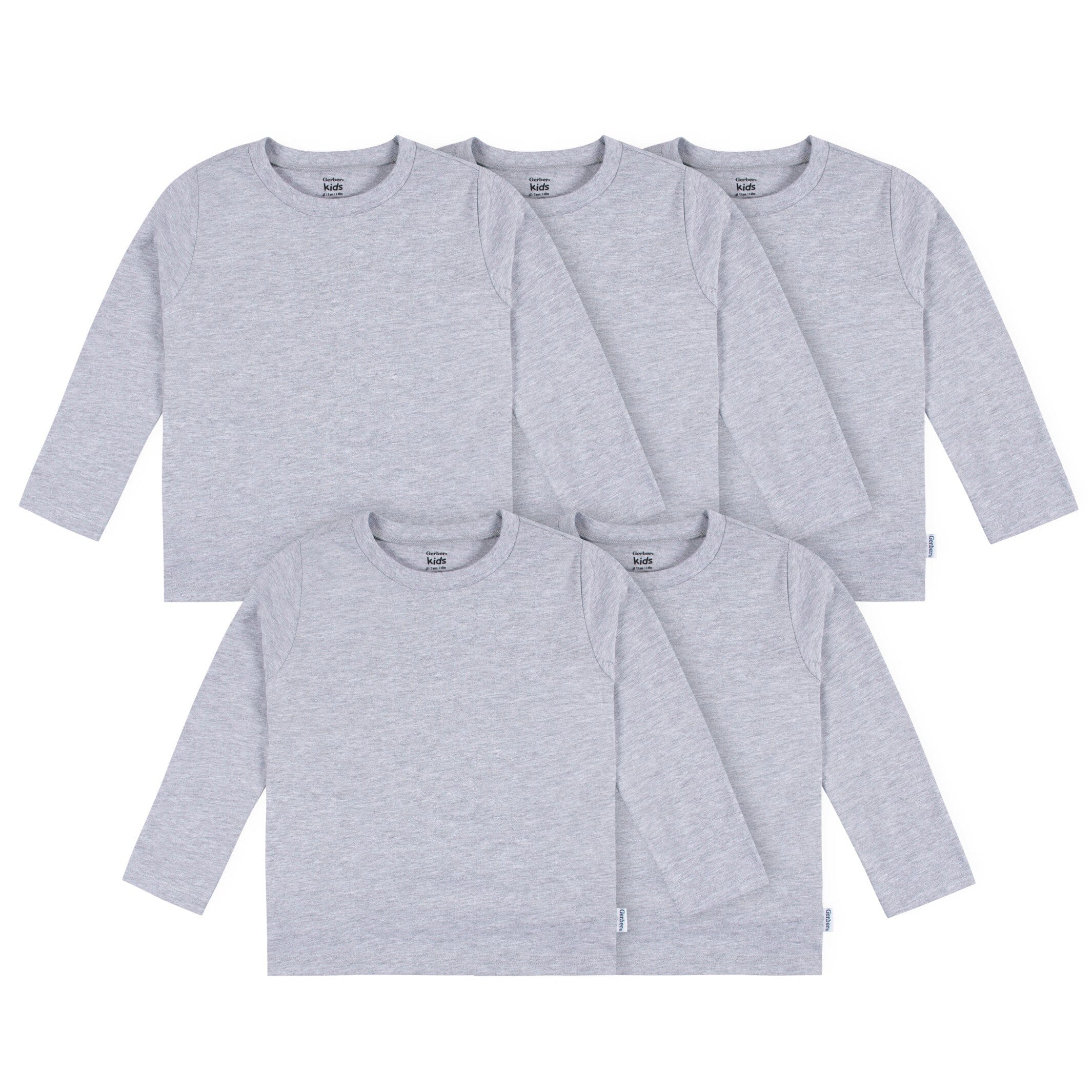 5-Pack Baby & Toddler Heather Gray Long Sleeve Tees