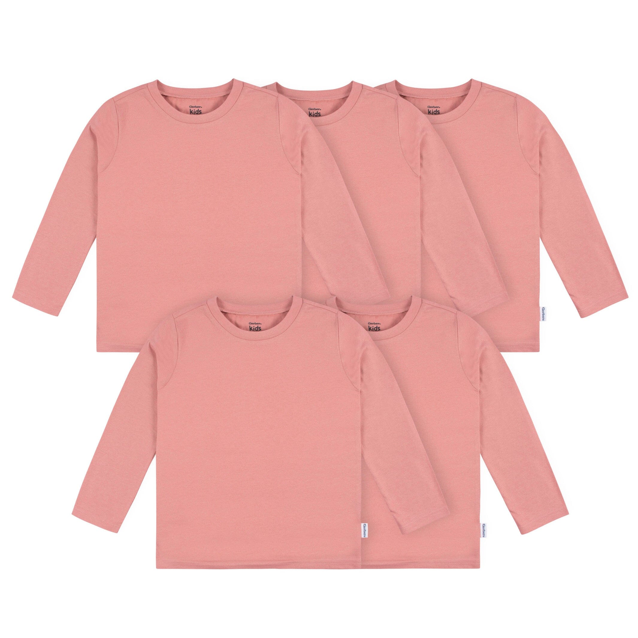 5-Pack Baby & Toddler Mauve Pink Long Sleeve Tees